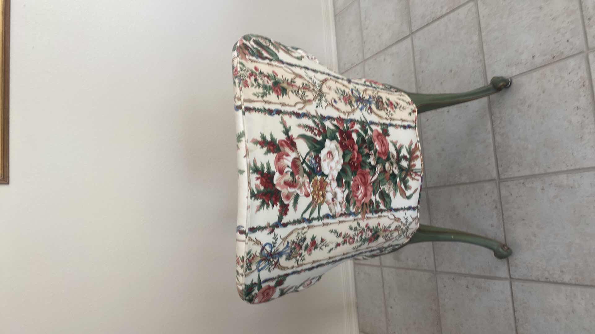 Photo 1 of SOVEREIGN COLLECTION  OCCASIONAL CHAIR WITH GREEN WOOD & FLORAL FABRIC