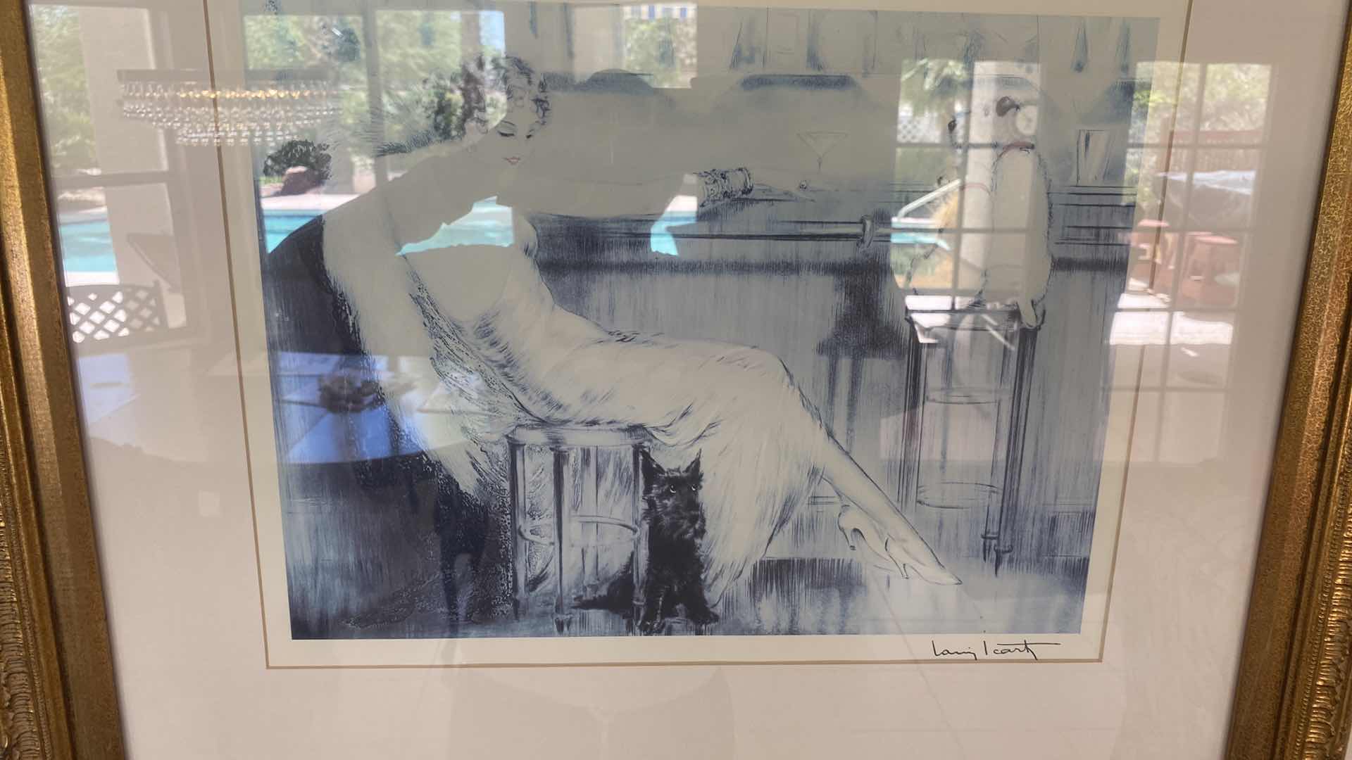Photo 1 of GOLD WOOD FRAMED SIGNED PRINT BY LOUIS ICART ARTWORK 28” x 23”