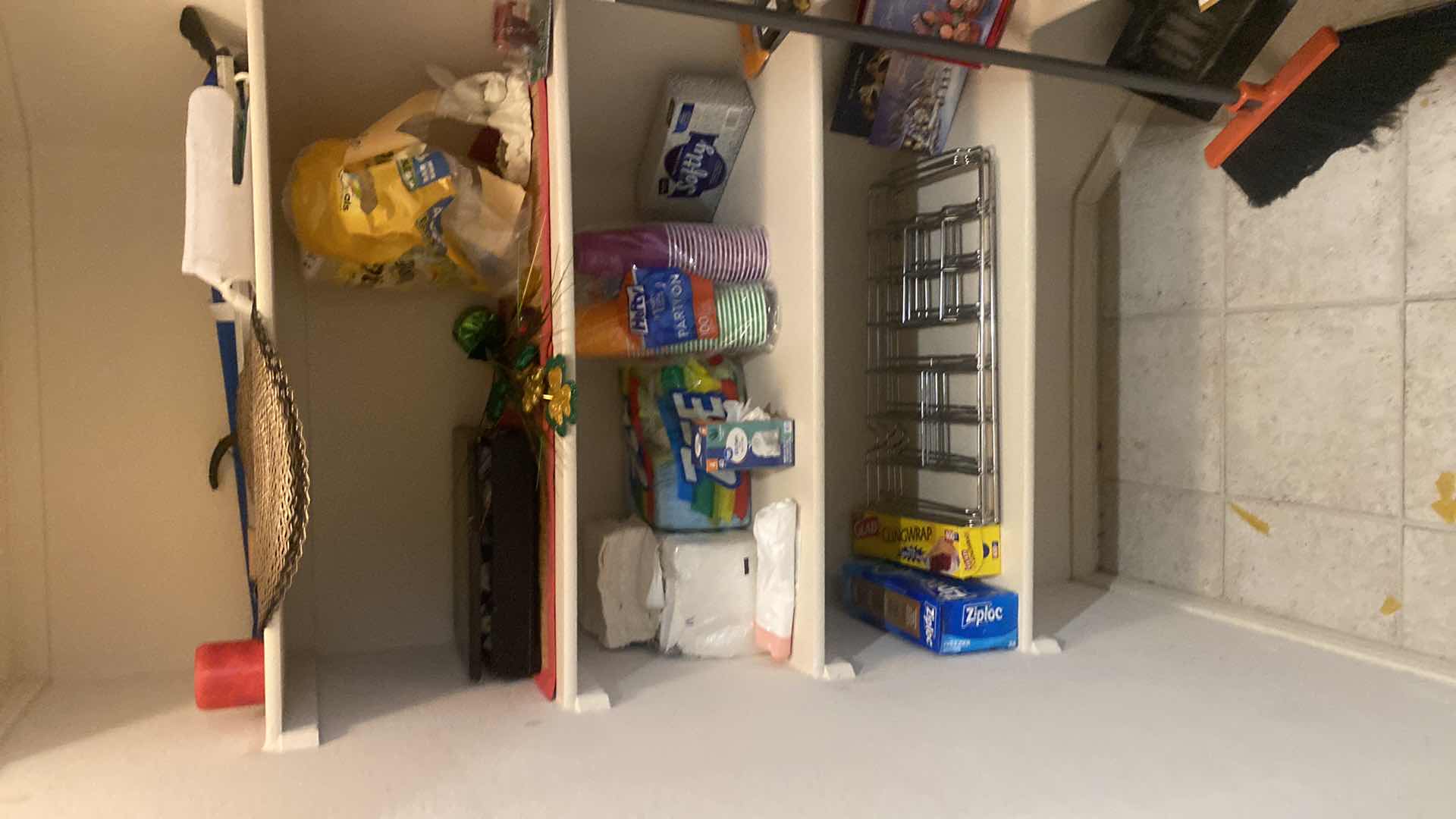 Photo 1 of CONTENTS OF CLOSET - PAPER GOODS, CLEANING SUPPLIES & LINENS