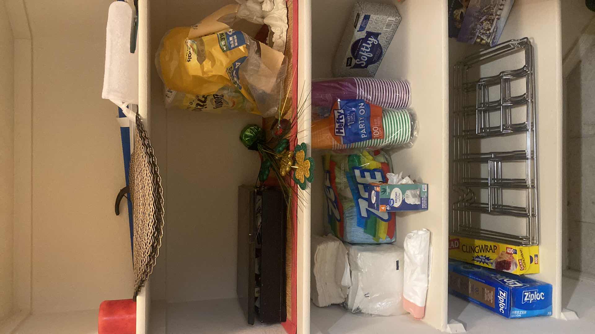 Photo 1 of CONTENTS OF CLOSET - PAPER GOODS, CLEANING SUPPLIES & LINENS