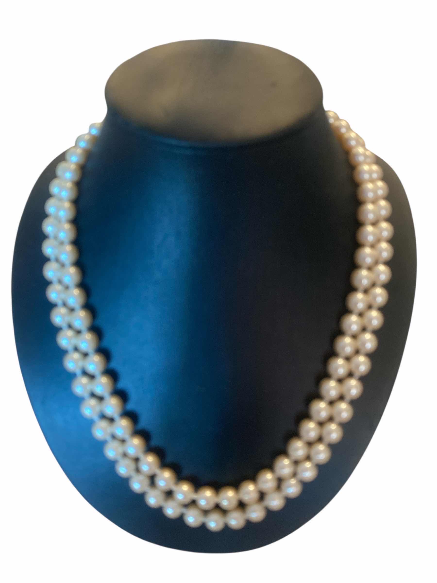 Photo 1 of VINTAGE MONET DOUBLE FAUX PEARL STRAND WITH GOLD COLOR CLASP 20”