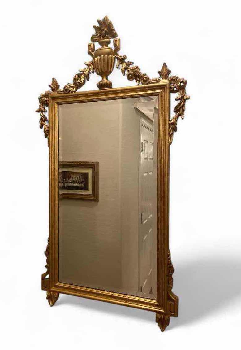 Photo 1 of ORNATE GOLD WOOD MIRROR W/ BEVELED GLASS 22” x 44”