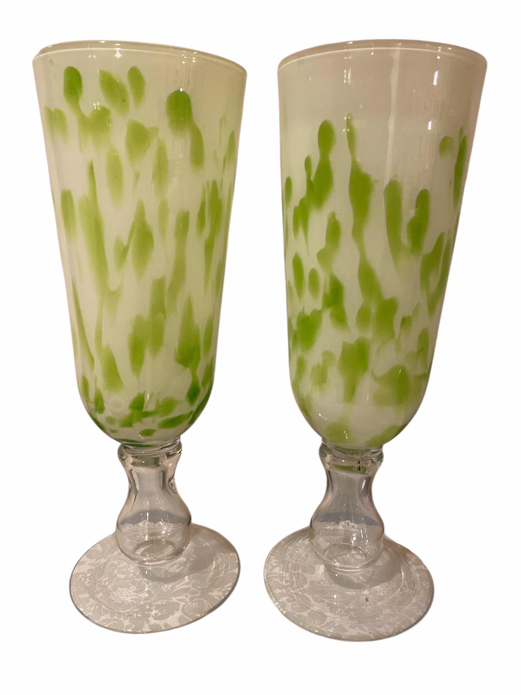 Photo 1 of PAIR OF ART GLASS  VASES H17”