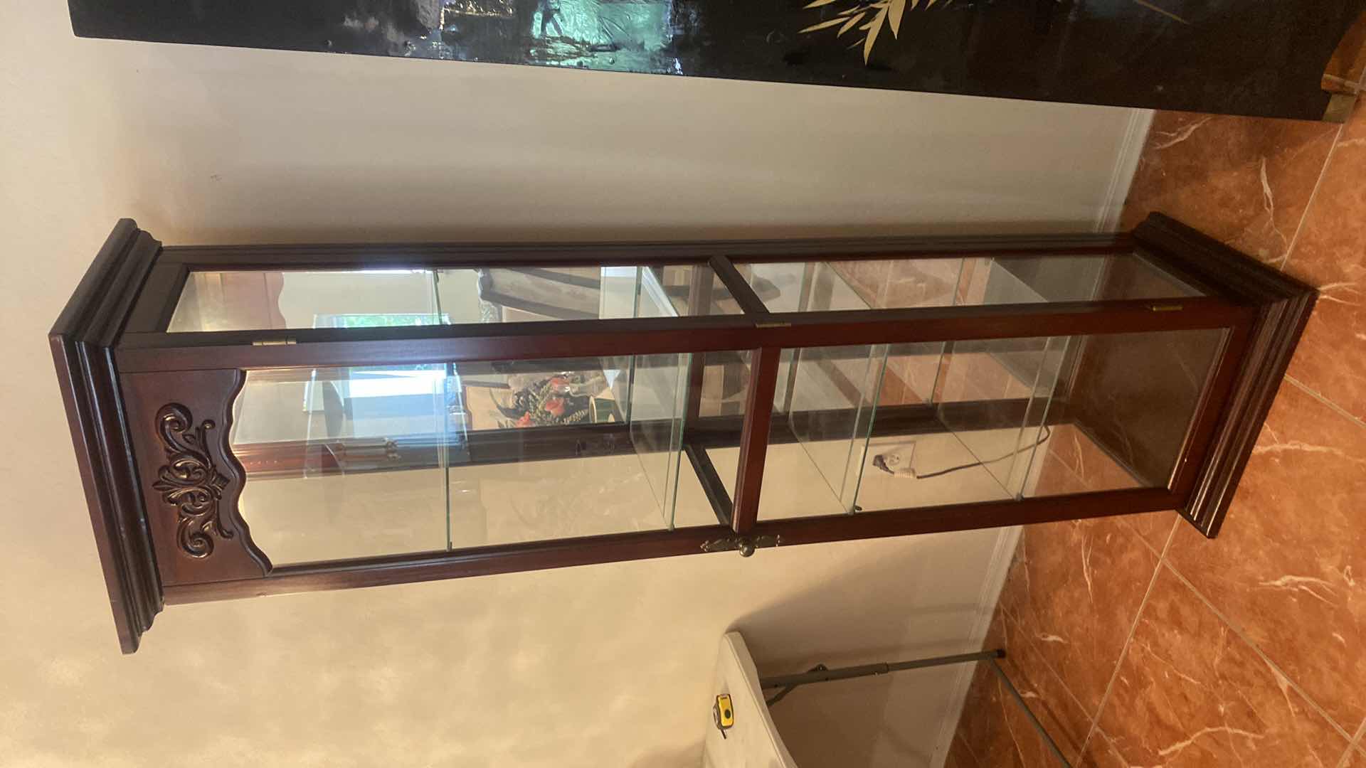 Photo 1 of LIGHTED WOOD DISPLAY CABINET W/4 GLASS ADJUSTABLE SHELVES 19 1/2“ x 16“ H 72” (2 available Each sold separately)