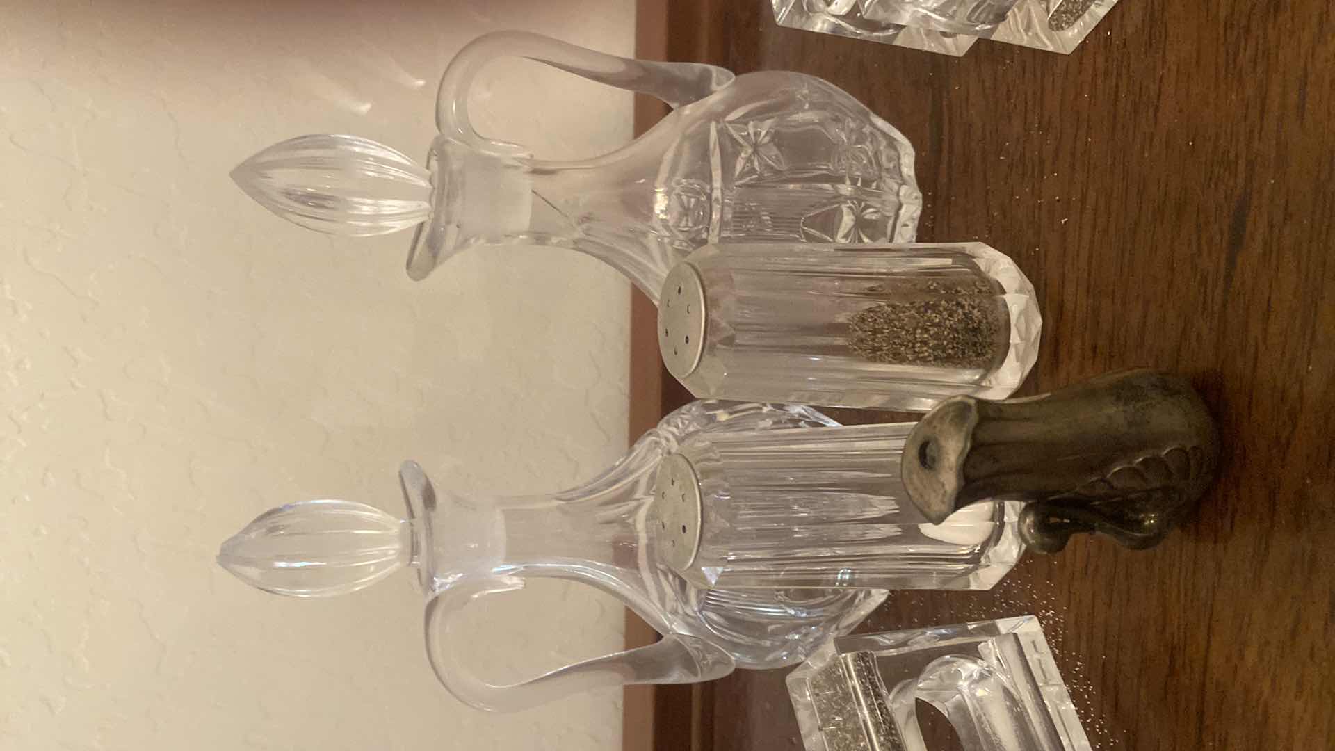 Photo 1 of 11 - GLASS & ACRYLIC OIL & VINEGAS SALT & PRPPER 2 CIVERED CANDLES