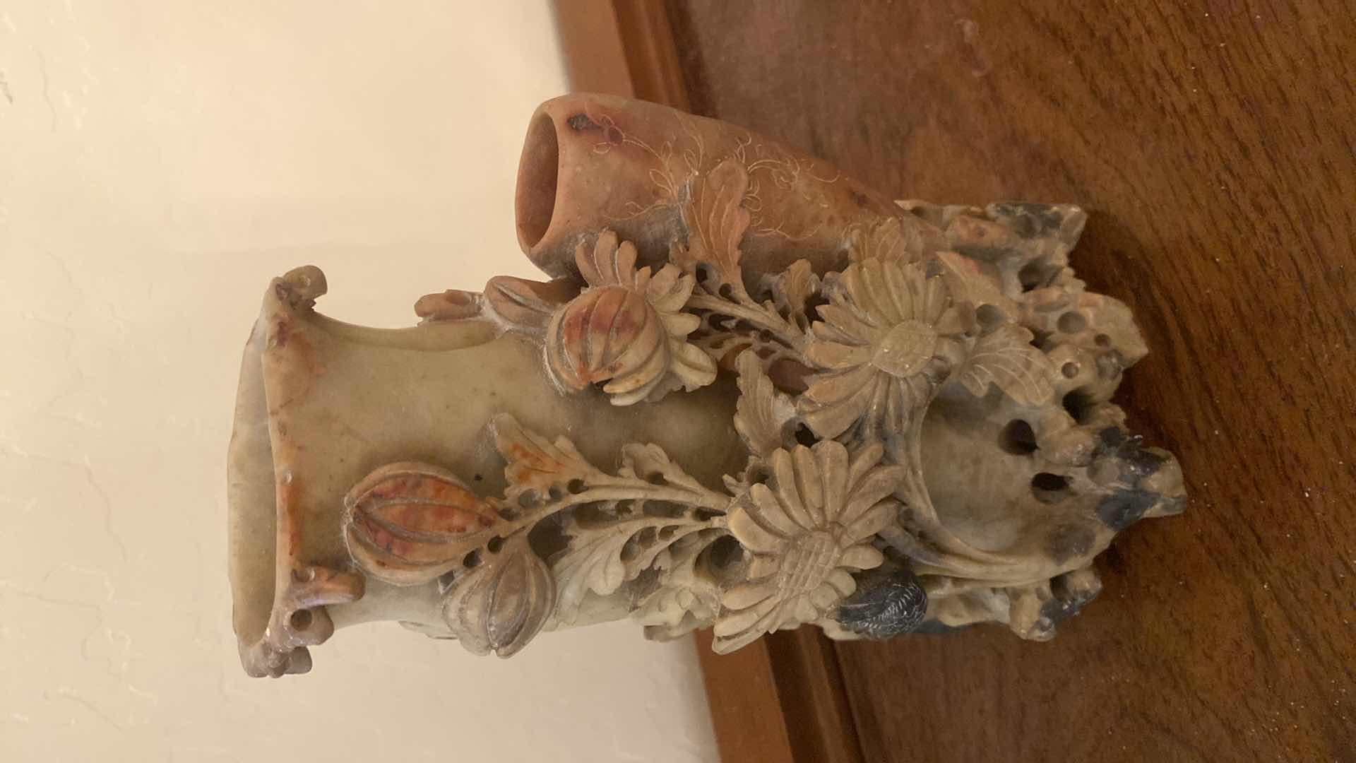 Photo 1 of CARVED SOAPSTONE CHINESE VASE H 8 3/4”
