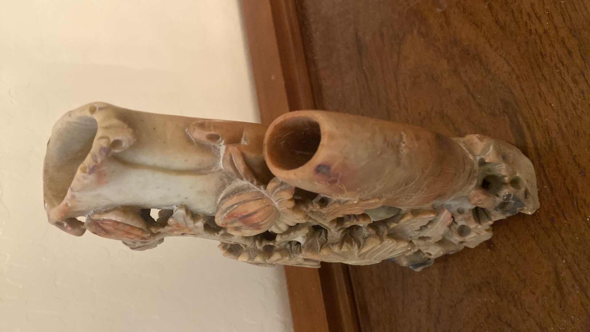 Photo 1 of CARVED SOAPSTONE CHINESE VASE H 8 3/4”