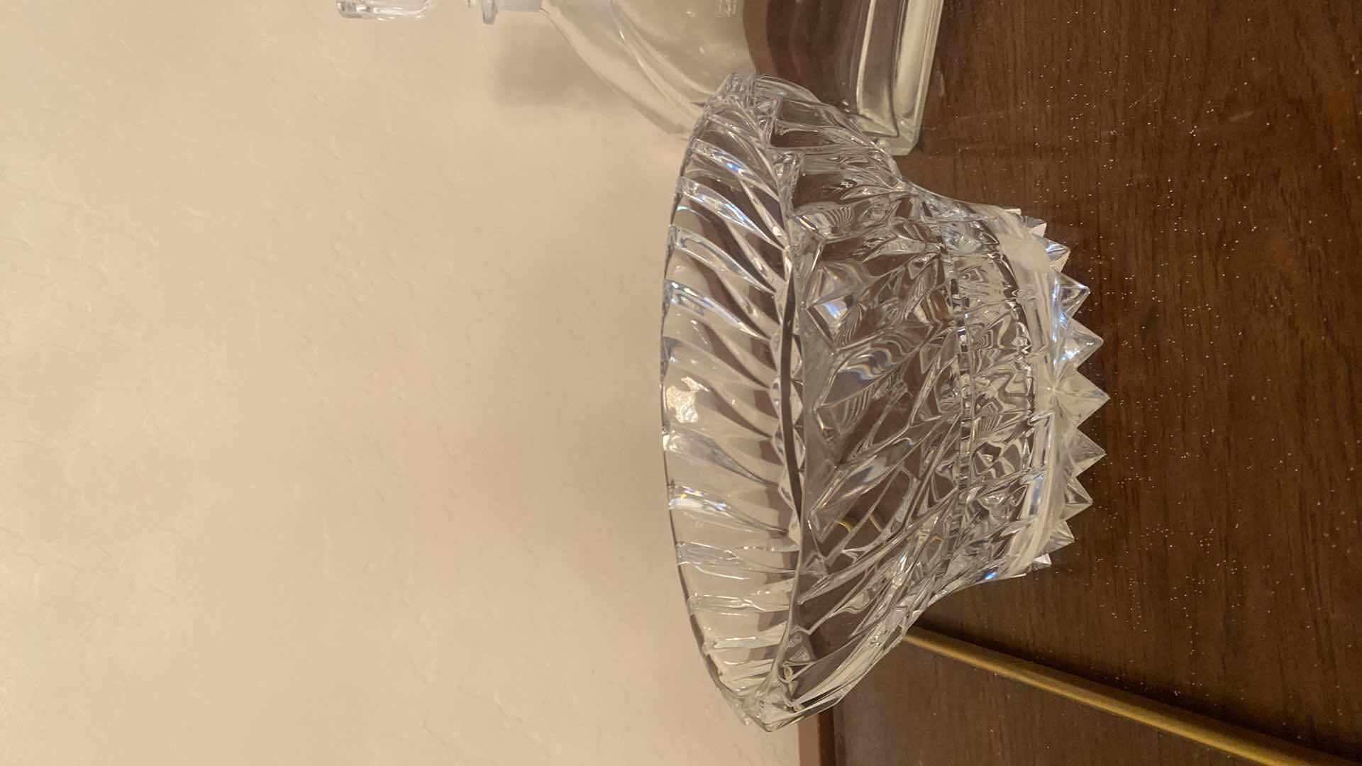 Photo 1 of CRYSTAL MIKASA BOWL 9” & GLASS DECANTER H10”