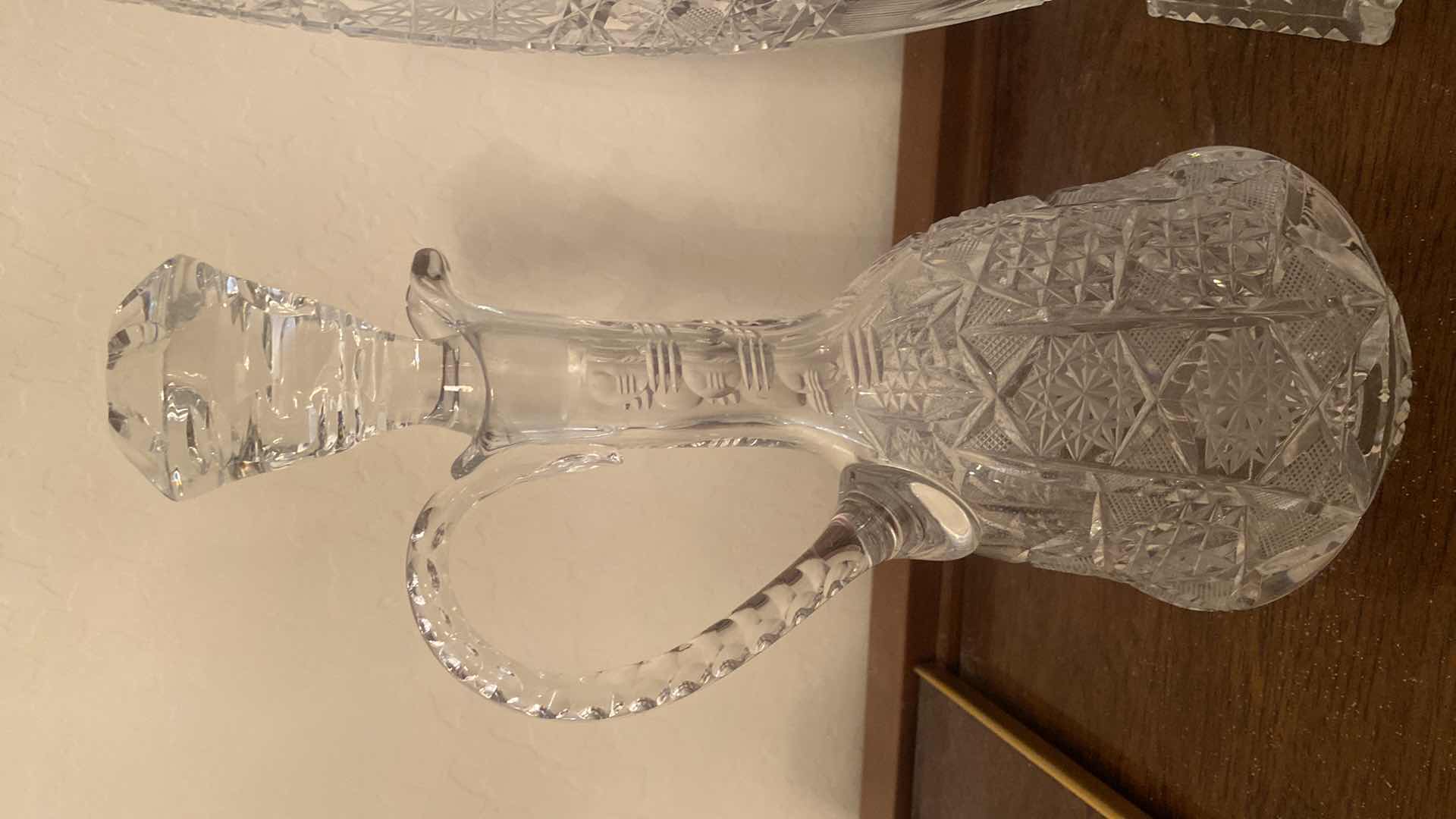 Photo 1 of CRYSTAL DECANTER PINWHEEL DESIGN & VASE H13”