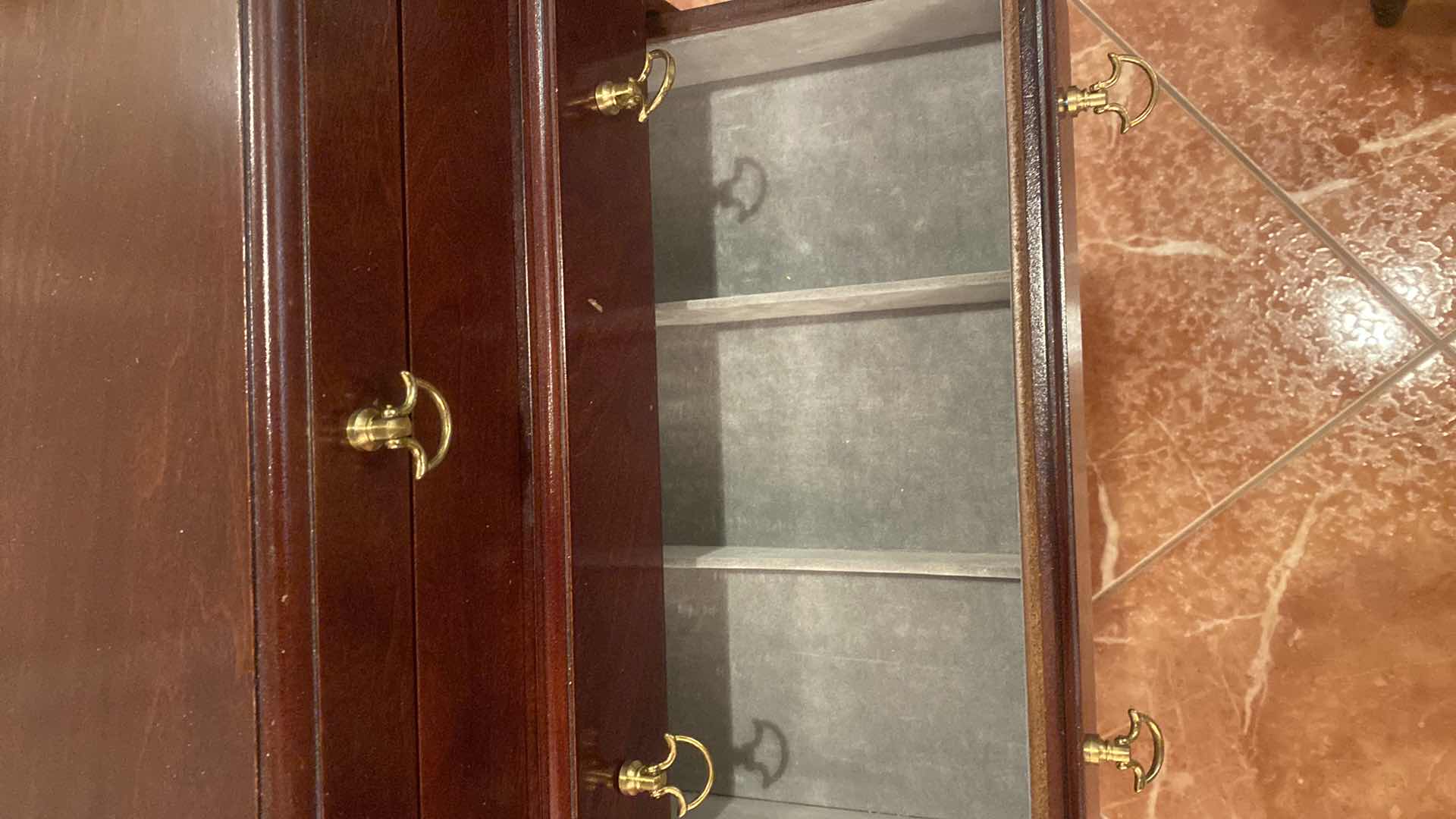 Photo 1 of CHERRY SILVERWARE STORAGE W/ 4 DRAWERS &  QUEEN ANNE LEGS 16“ x 14 1/2“ H 32”