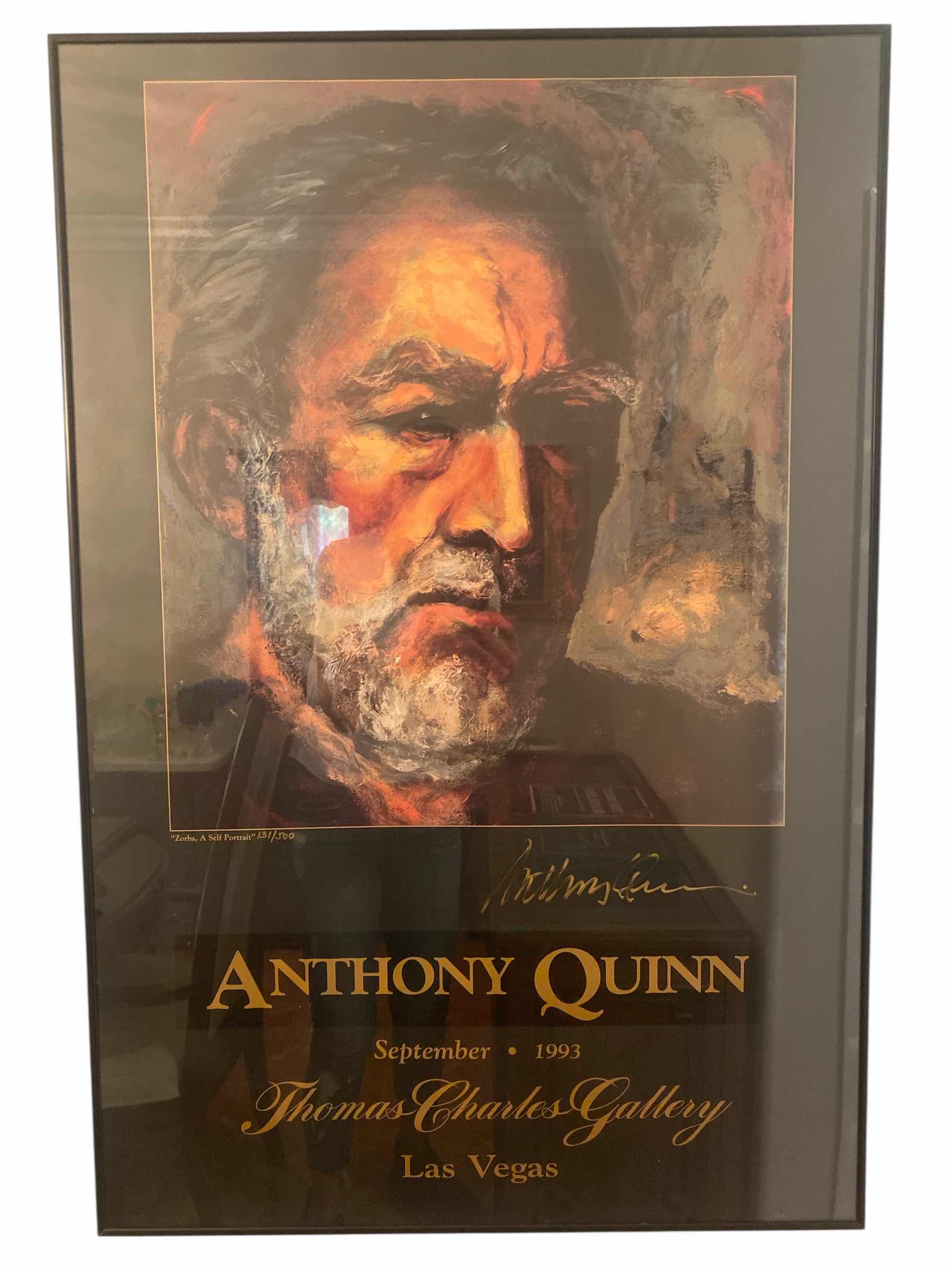 Photo 1 of FRAMED LIMITED EDITION POSTER OFFSET LITHOGRAPH “ZORBA - A SELF PORTRAIT” BY ANTHONY QUINN SIGNED NUMBERED WITH COA ARTWORK