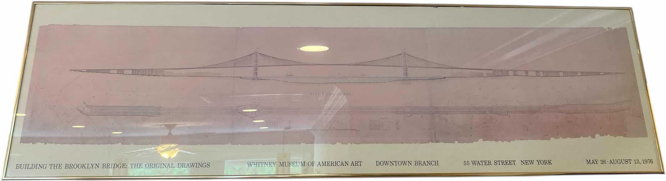 Photo 1 of FRAMED POSTER “BUILDING THE BROOKLYN BRIDGE” ARTWORK 59” x 17”