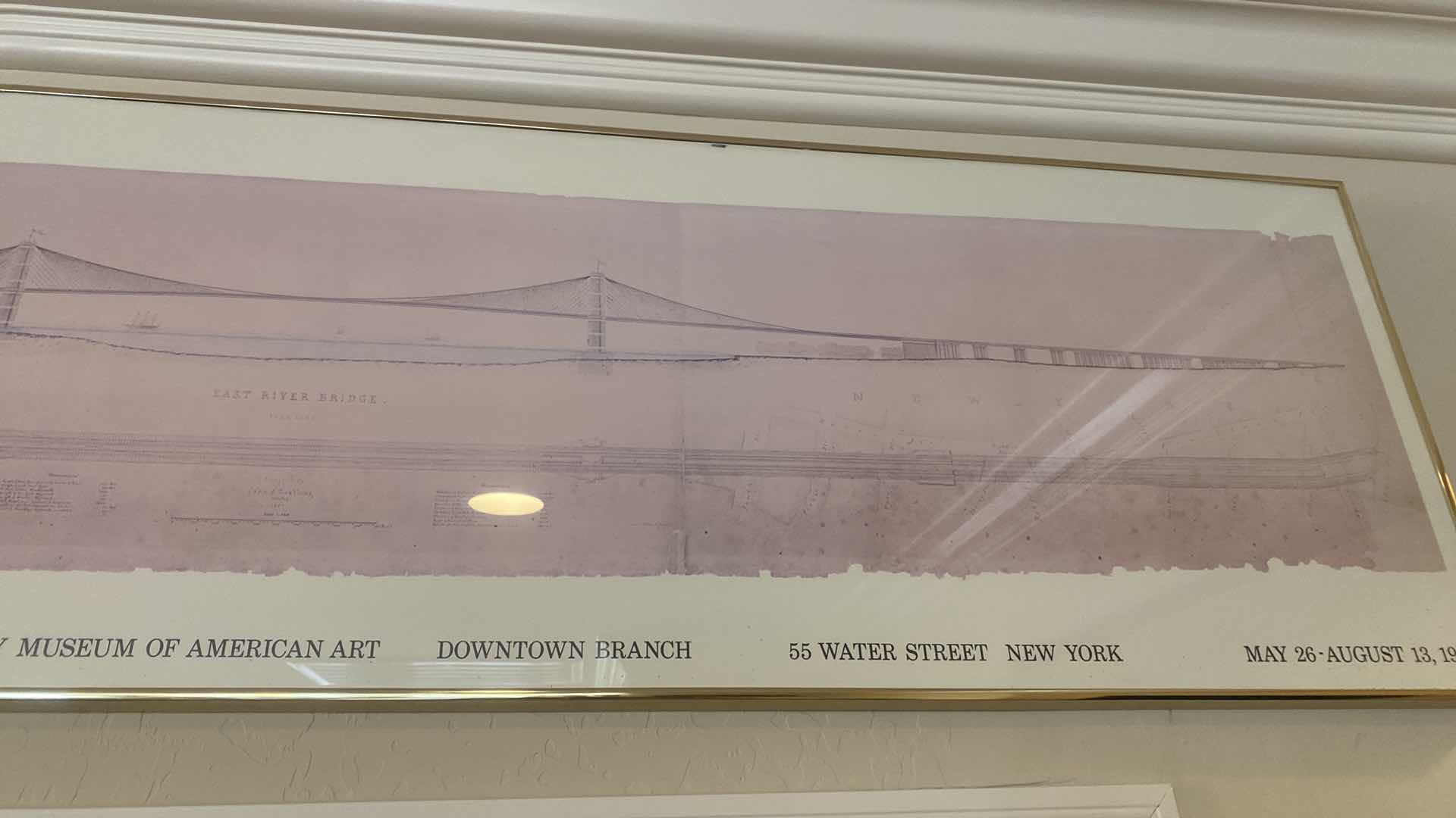 Photo 1 of FRAMED POSTER “BUILDING THE BROOKLYN BRIDGE” ARTWORK 59” x 17”