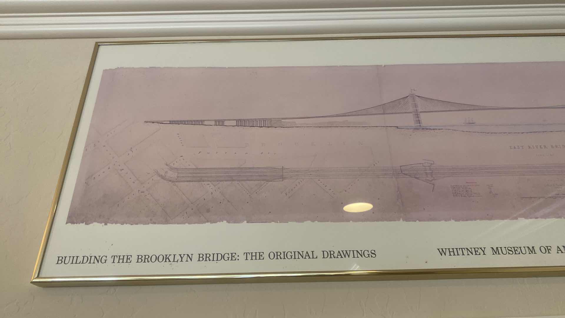 Photo 1 of FRAMED POSTER “BUILDING THE BROOKLYN BRIDGE” ARTWORK 59” x 17”