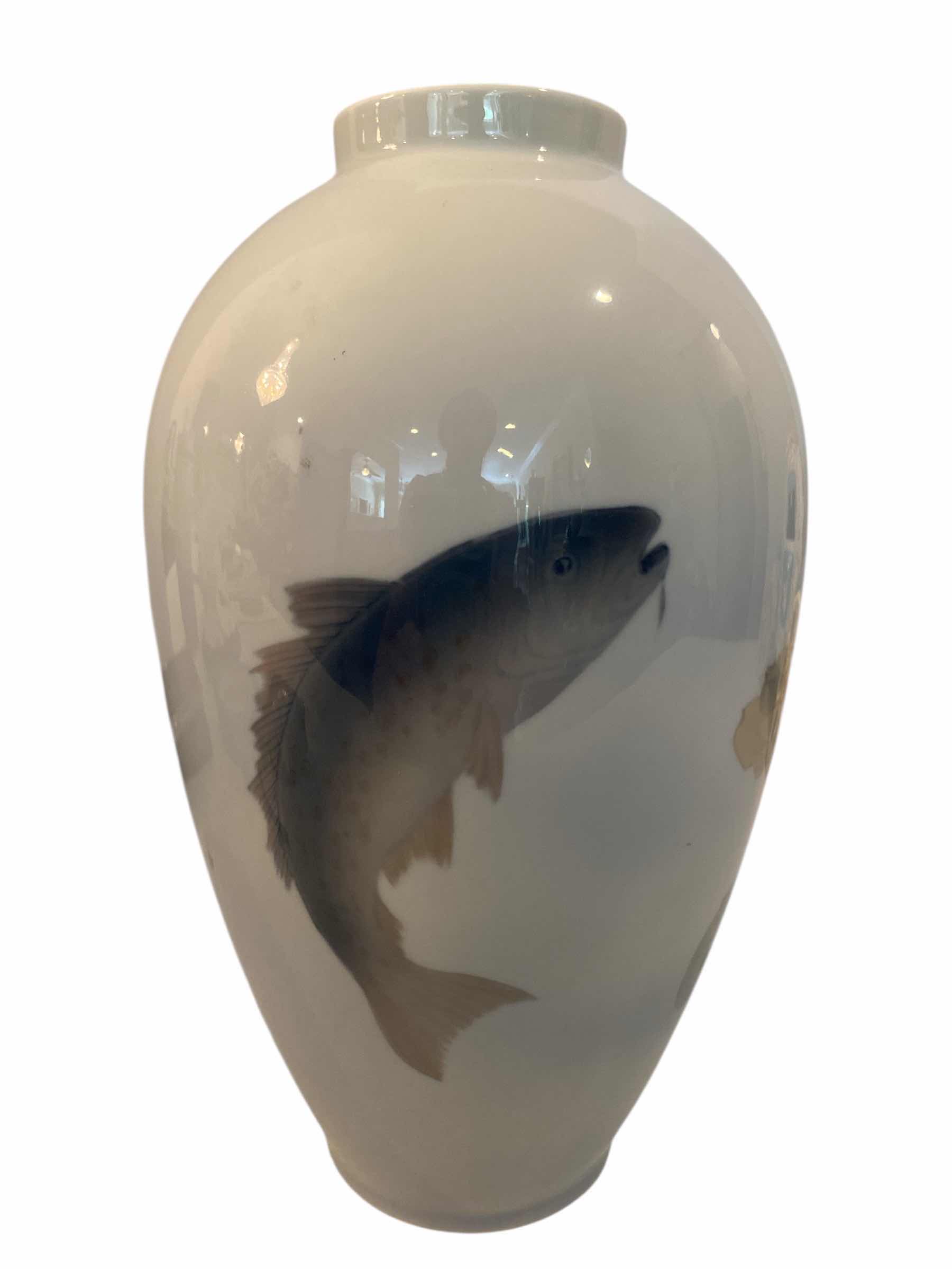 Photo 1 of ROYAL COPENHAGEN PORCELAIN FISH & TANG DESIGN VASE H9”
