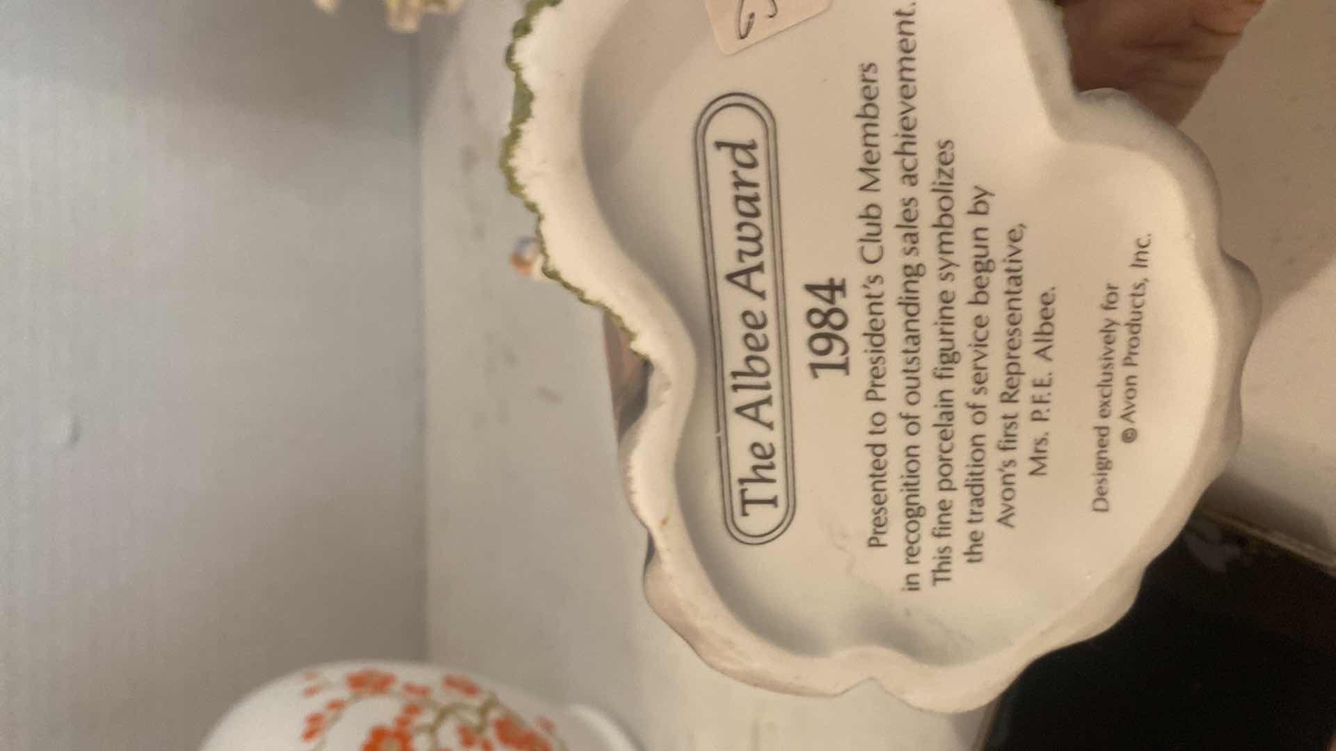 Photo 1 of AVON PRESIDENTS CLUB ALBEE AWARDS PORCELAIN FIGURINE H 9 1/2”