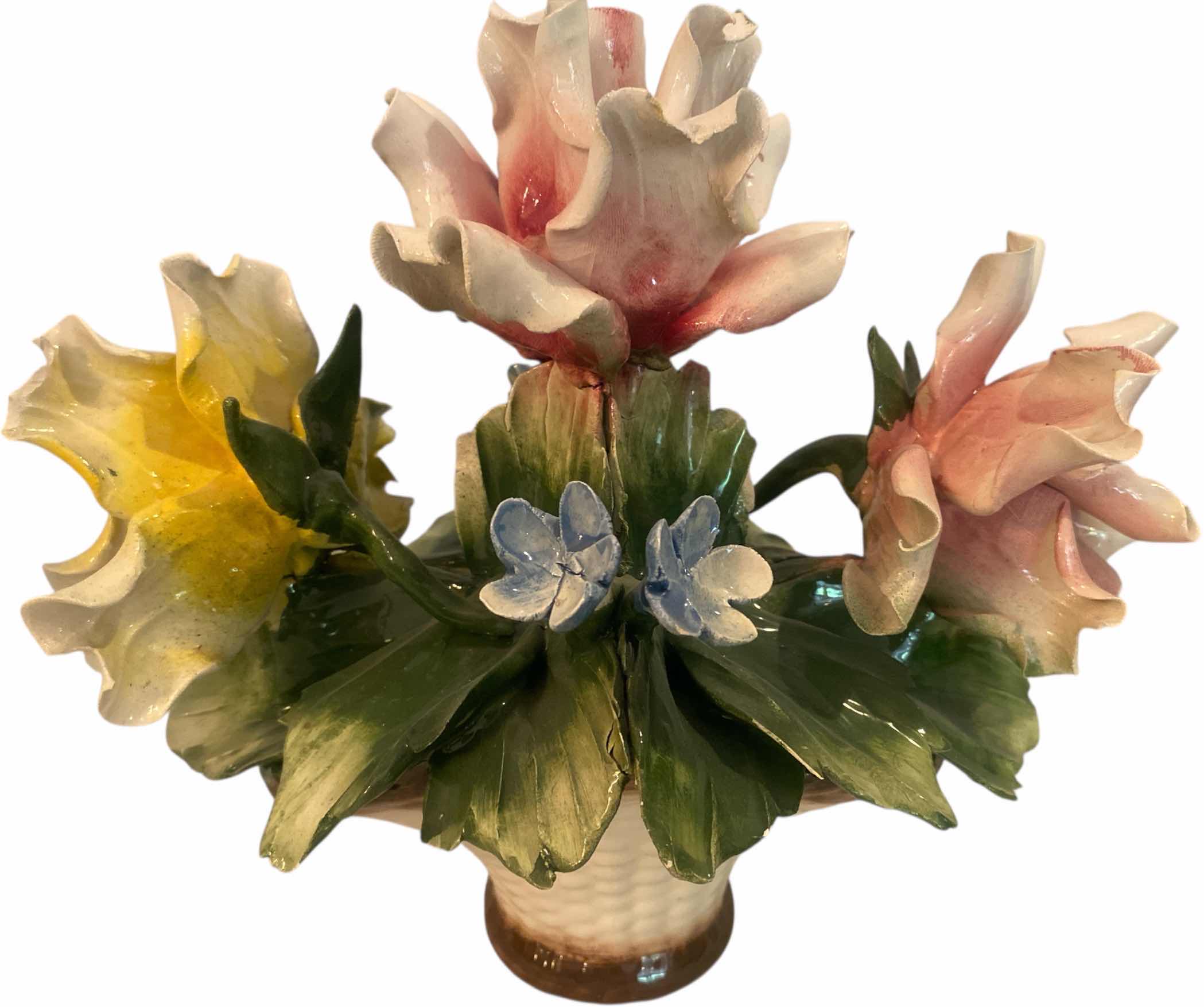 Photo 1 of CAPODIMONTE FLORAL VASE 10” x 9”