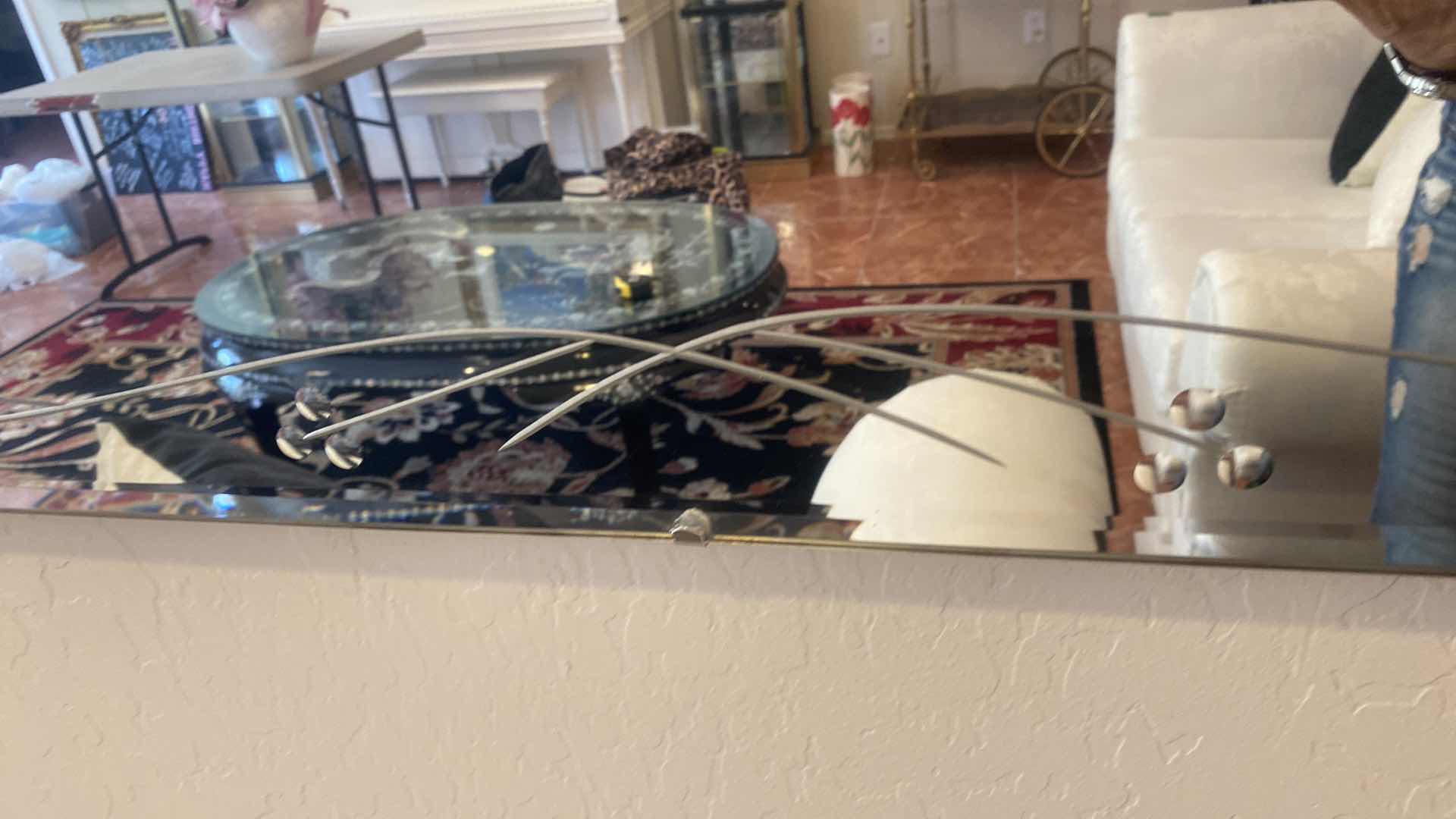 Photo 1 of ETCHED BEVELED GLASS MIRROR 54” x 35 1/2”
