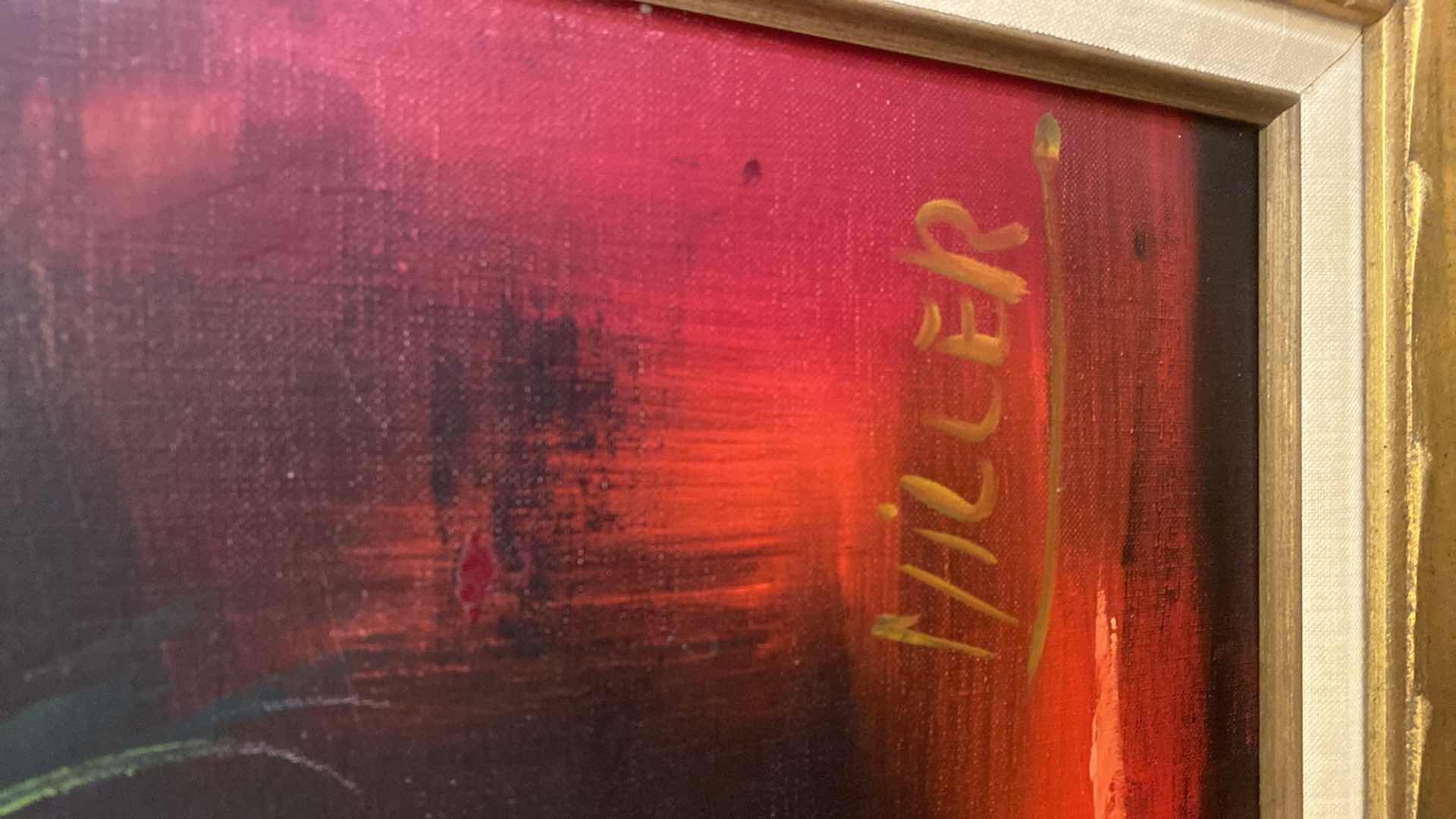 Photo 1 of GOLD WOOD FRAMED OIL ON CANVAS FLORAL SIGNED ARTWORK 32” x 44”