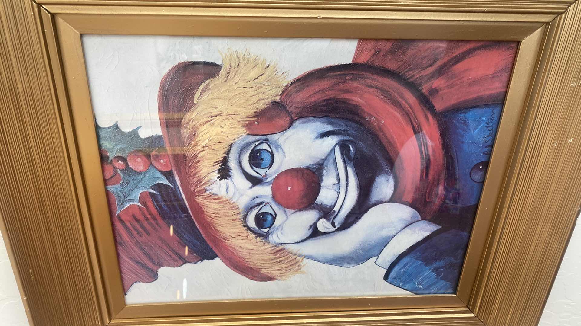 Photo 1 of GOLD WOOD FRAMED LITHOGRAPH “HOLLY CLOWN” BY RED SKELTON SIGNED ARTWORK  21” x 25”