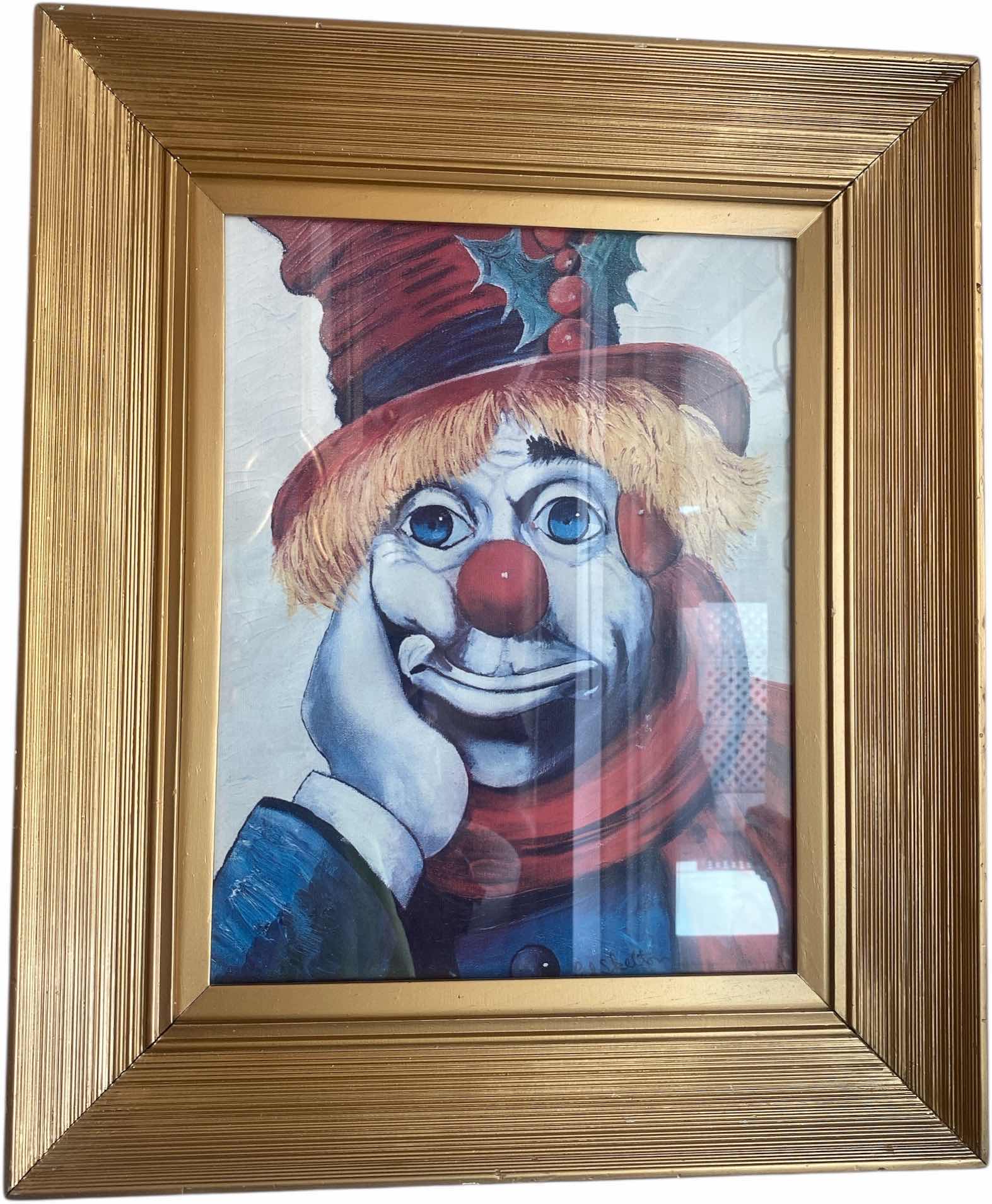 Photo 1 of GOLD WOOD FRAMED LITHOGRAPH “HOLLY CLOWN” BY RED SKELTON SIGNED ARTWORK  21” x 25”