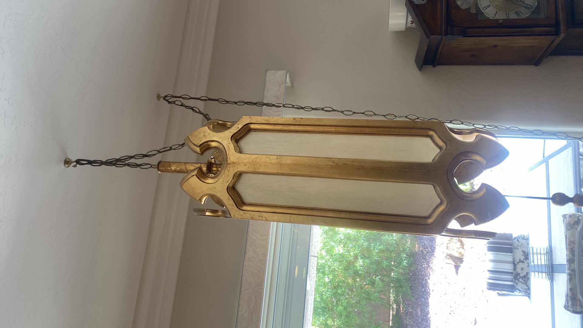 Photo 1 of GOLD MID CENTURY MODERN HANGING CEILING LIGHT FIXTURE H 33” (measurement is from bottom of fixture to the beginning of the chain)(2 available Each sold separately)