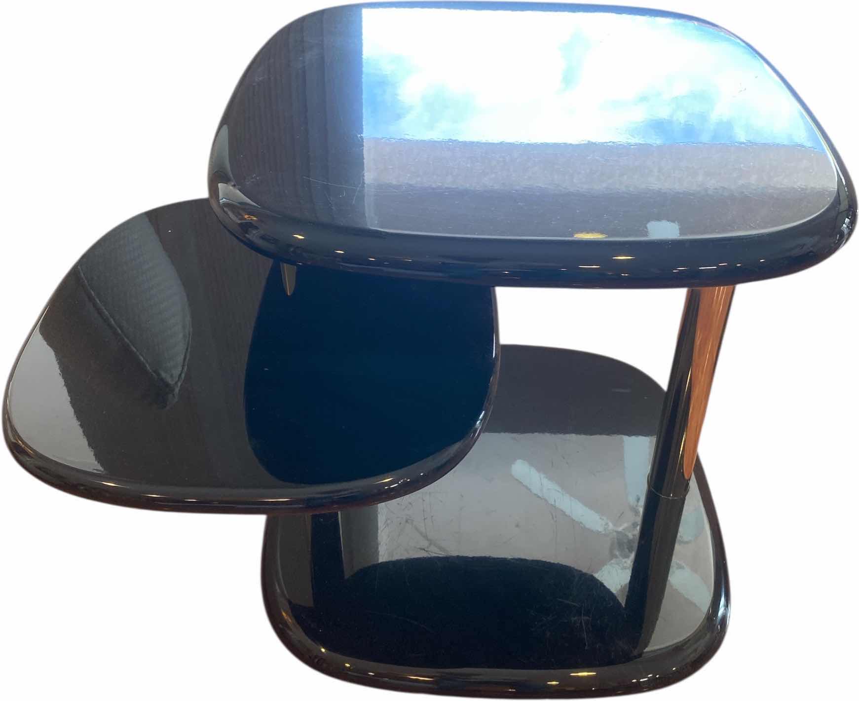 Photo 1 of BLACK LACQUER ACRYLIC SIDE TABLE 21” x 21” H21 1/2” (2 AVAILABLE SOLD SEPARATELY