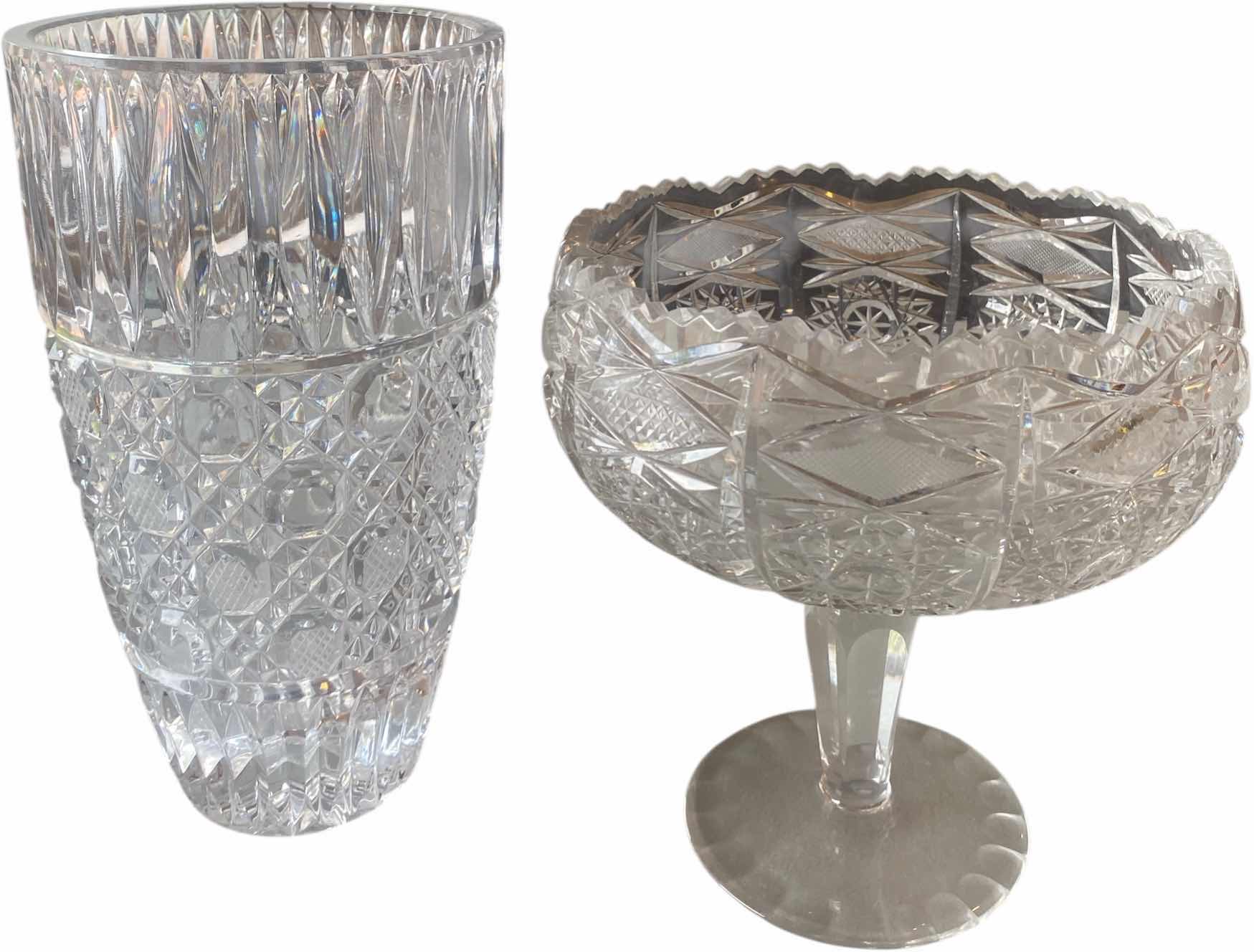 Photo 1 of 2 - CRYSTAL DECOR - FOOTED BOWL & VASE H9”