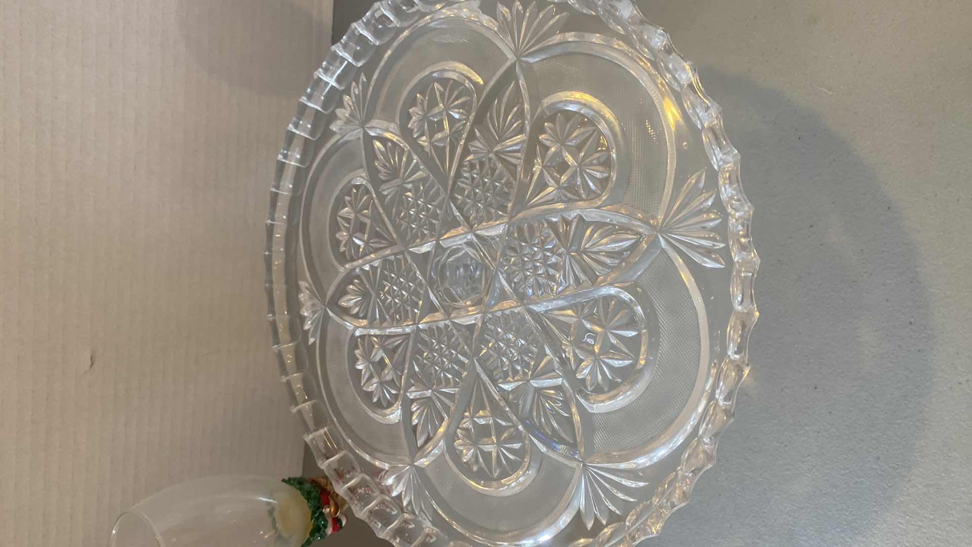 Photo 1 of CRYSTAL CAKE PLATE & 4 HOLIDAY STEMWARE