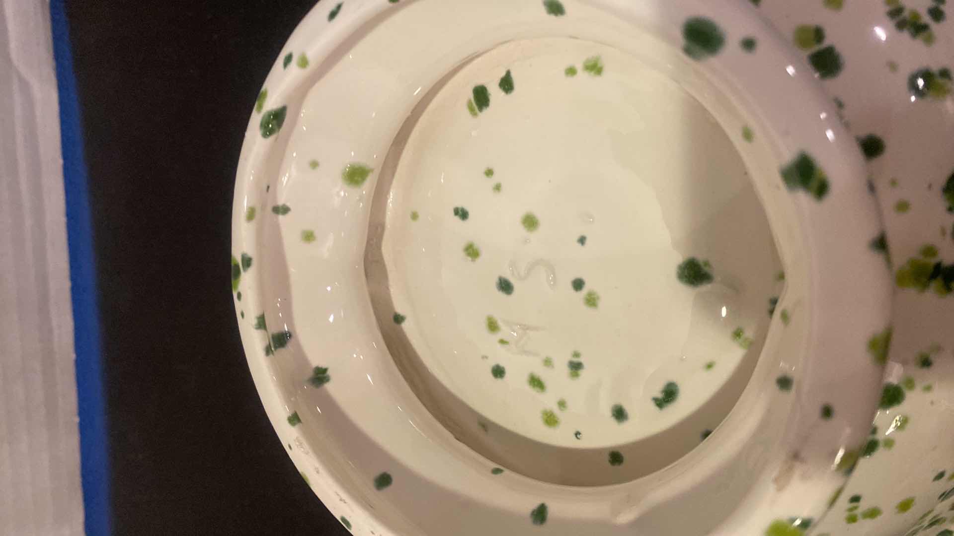 Photo 1 of VINTAGE SPLATTERWARE DESIGN SMALL PITCHER & WASH BASIN MARKED MS 9” x 8”