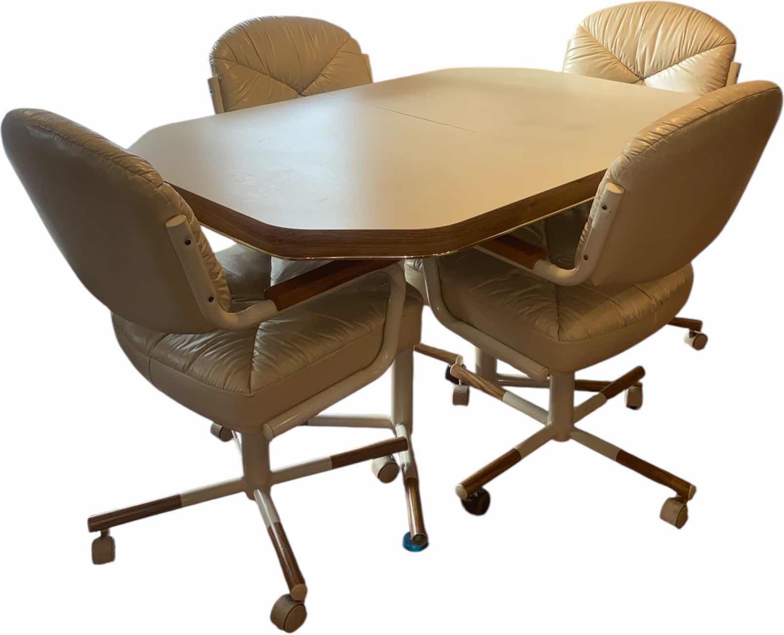 Photo 1 of KITCHEN TABLE WITH 4 CHAIRS WITH WHEELS 53 1/2“ x 36“ H30 (includes leaf)