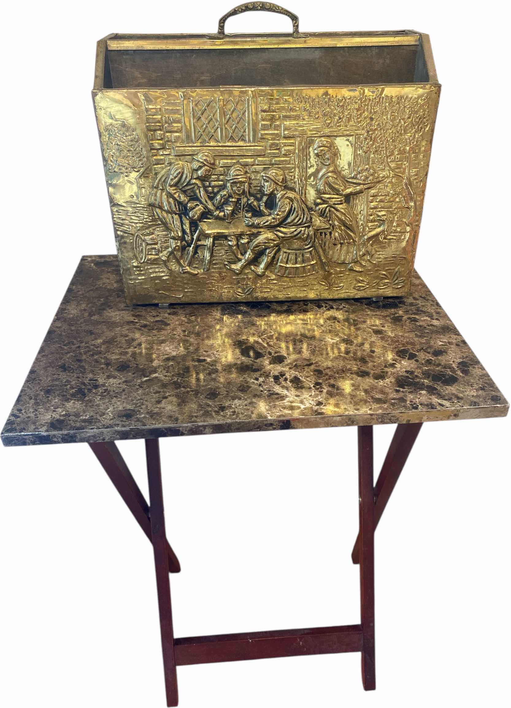 Photo 1 of FOLDING TV TRAY & BRASS MAGAZINE RACK
