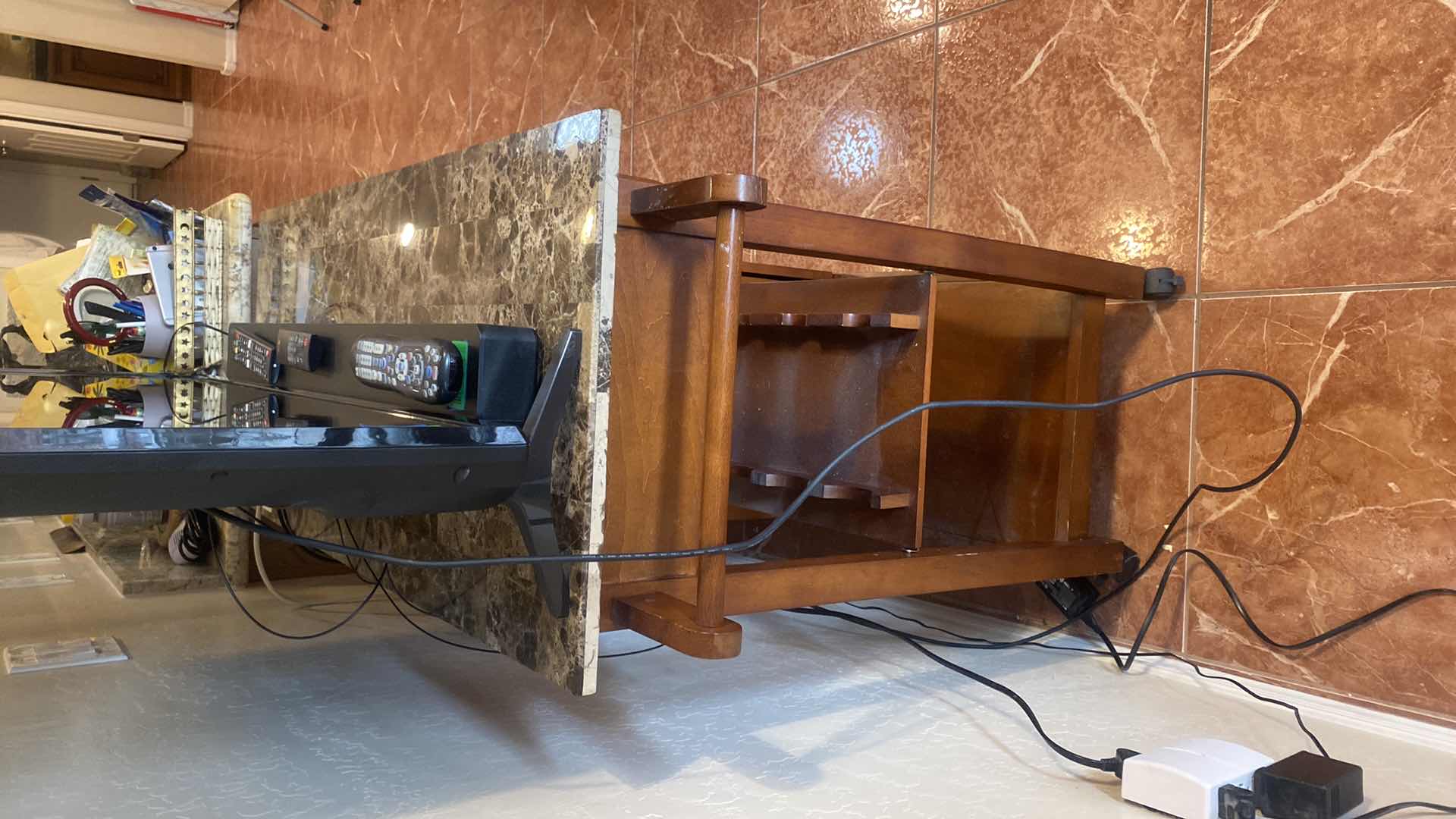 Photo 1 of BAR CART WITH MARBLE TOP 45“ x 18 1/2“ H 35”