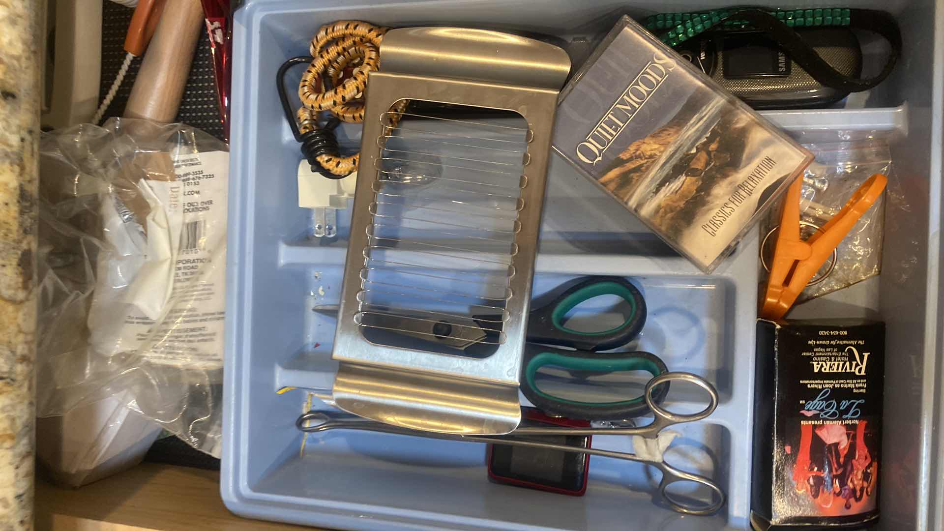 Photo 1 of CONTENTS OF CABINET - KITCHEN TOOLS & GLASSES