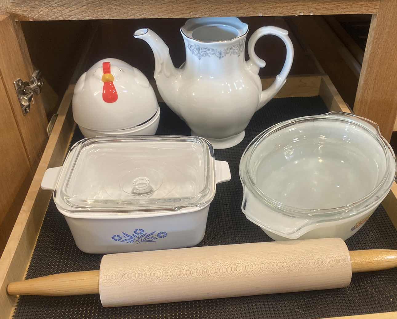 Photo 1 of CONTENTS OF CABINET - ONE SHELF CORNINGWARE & ANCHOR HOCKING