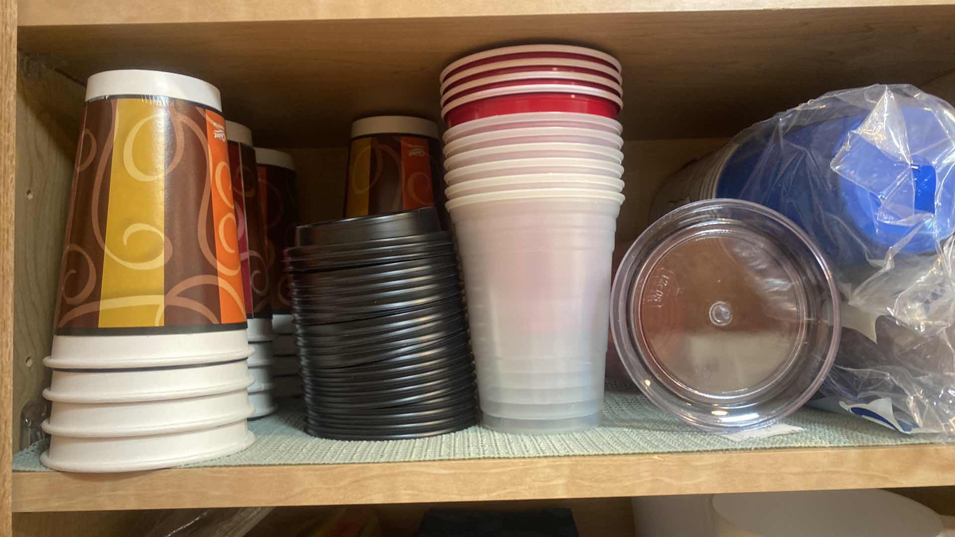 Photo 1 of CONTENTS OF CABINET - CORK BUTLER & DISPOSABLE PAPER STYROFOAM CUPS PLAYES NAPKINS