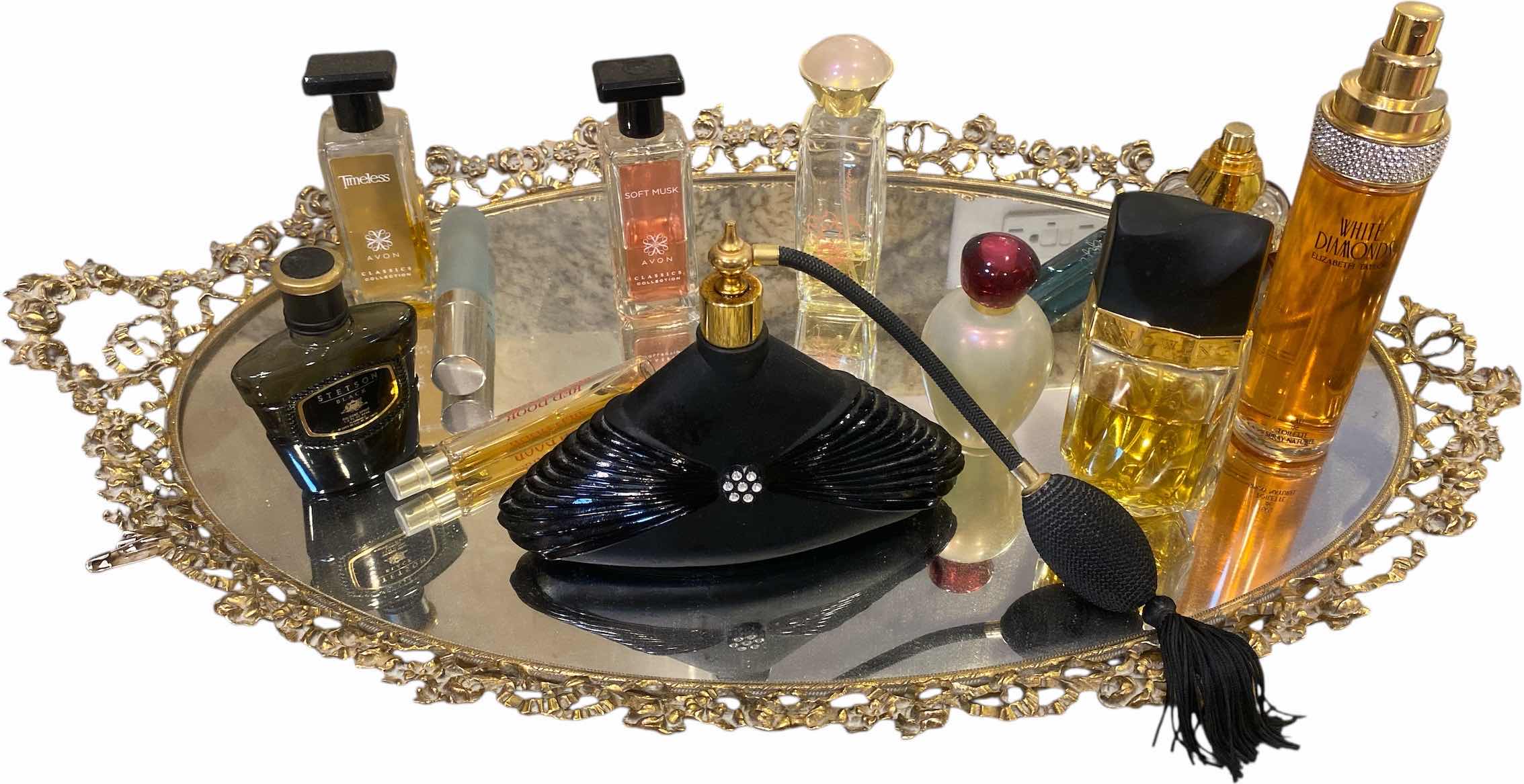 Photo 1 of MIRRORED VANITY TRAY 24” WITH PERFUME & COLOGNE