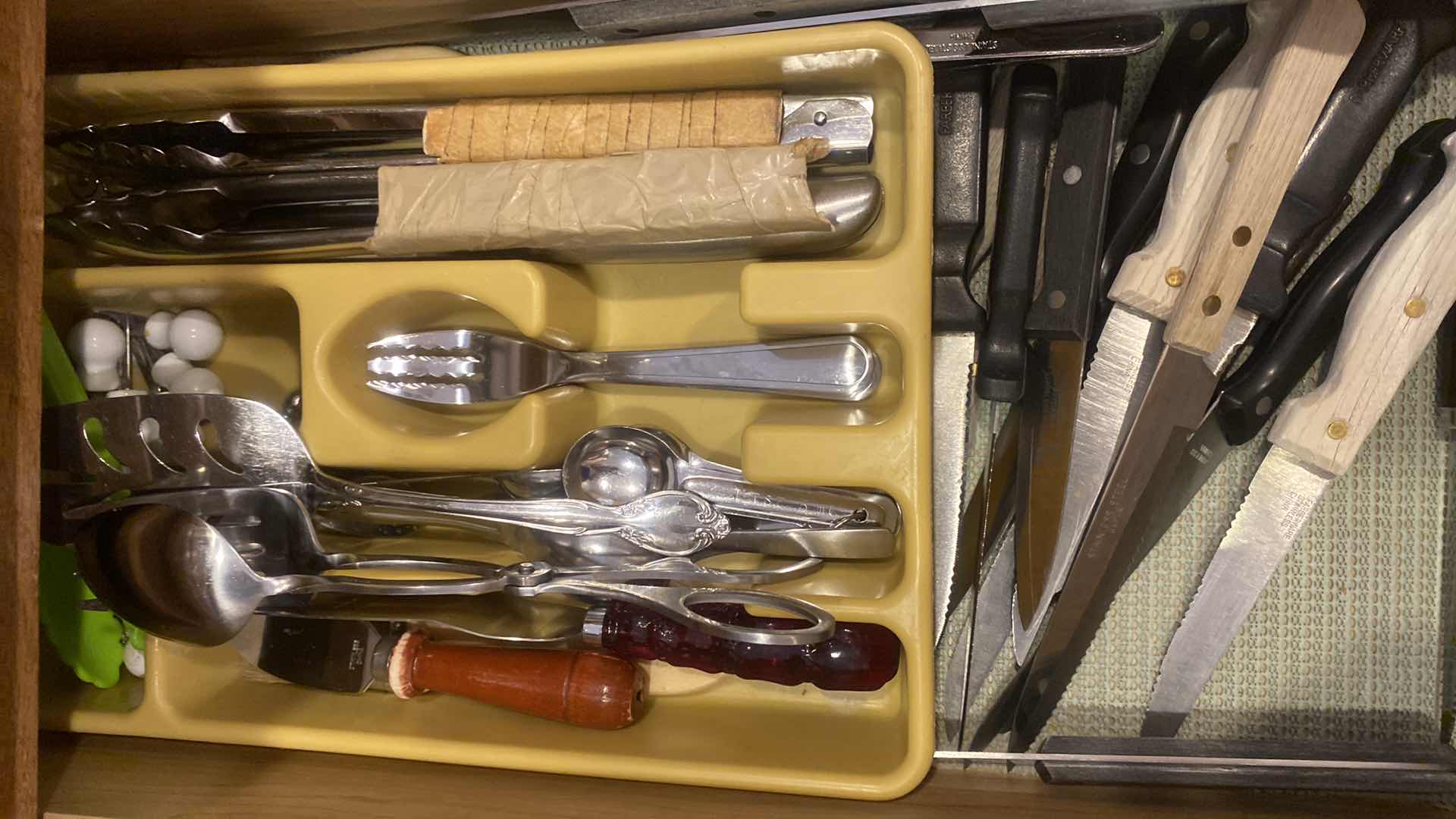 Photo 1 of CONTENTS OF CABINET - KNIVES TONGS & SERVE