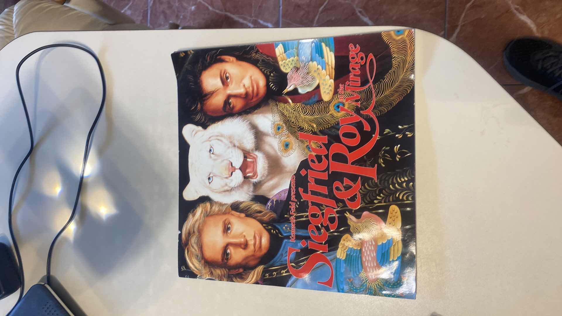 Photo 1 of FRAMED 1993 POSTER SIEGFRIED & ROY EXHIBIT SIGNED ARTWORK 37” x 25” & BROCHURE