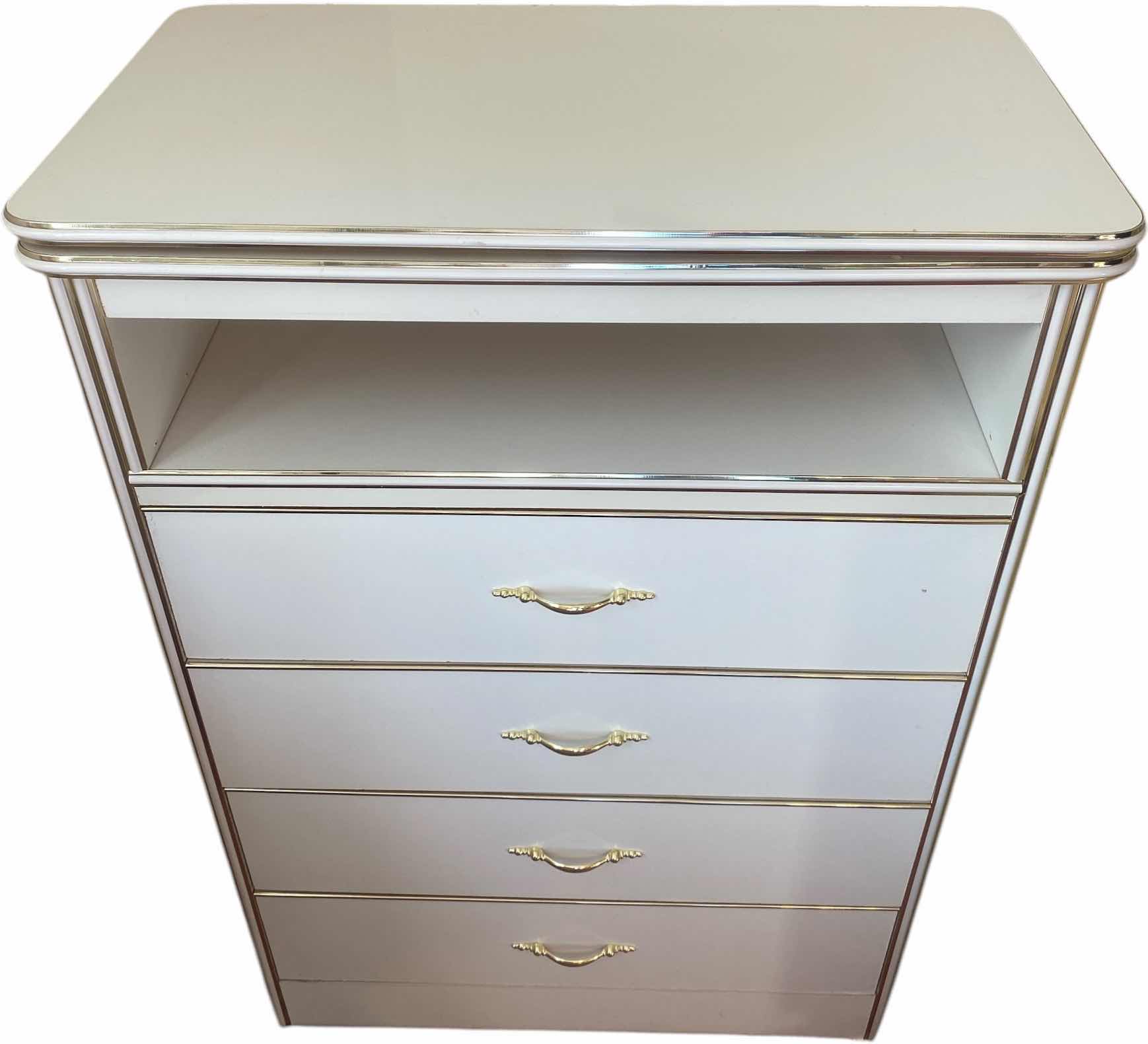 Photo 1 of WHITE WOOD 4 DRAWER CHEST W SWIVEL TOP 28 1/2” x 16” H 41 1/2”