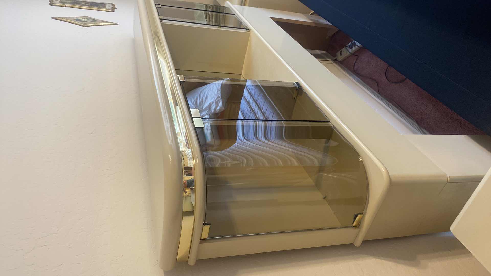 Photo 1 of MID CENTURY FREE STANDING CREAM WOOD HEADBOARD WITH STORAGE 65” X 9” H50”