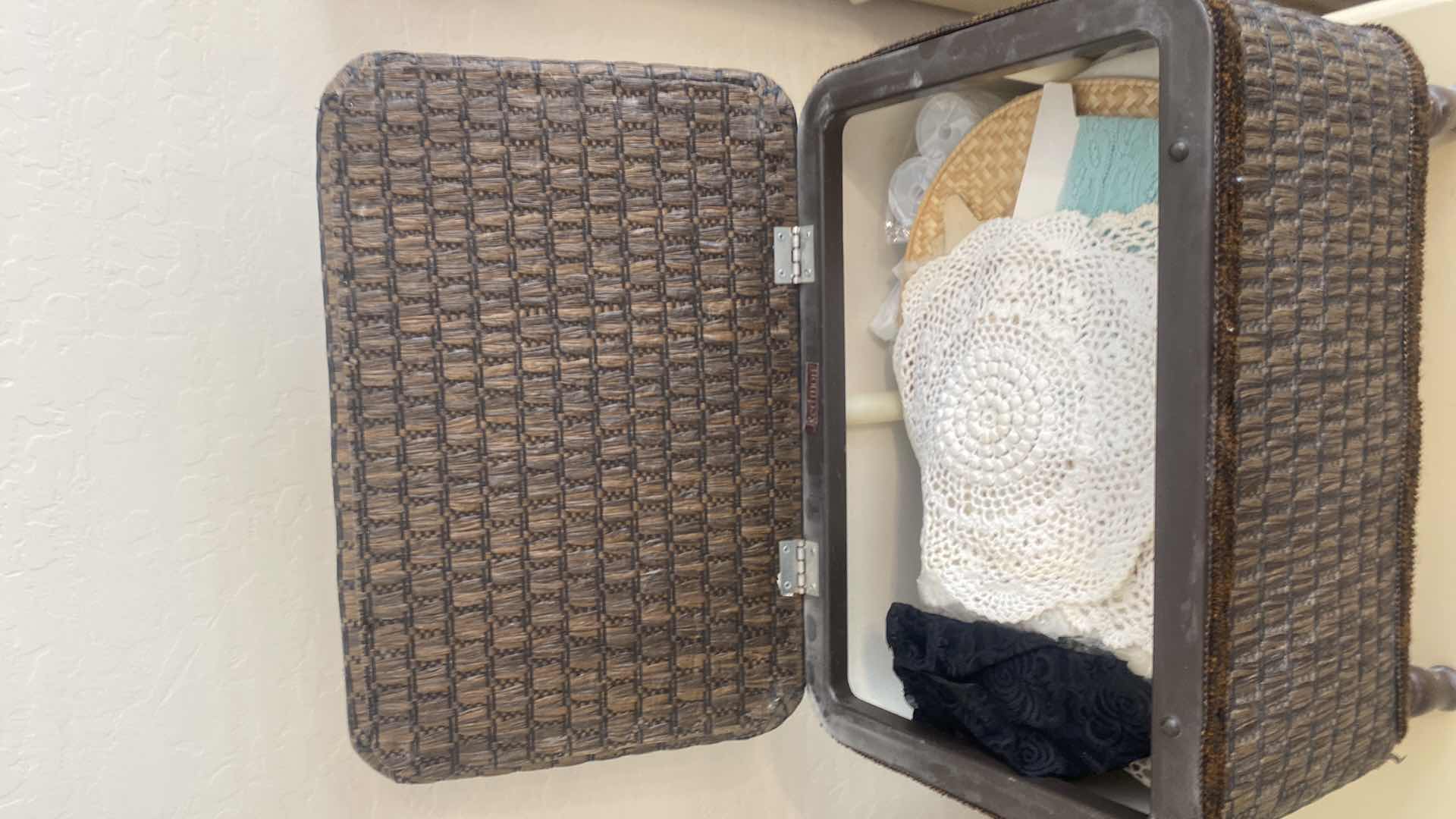 Photo 1 of SEWING BASKET WITH CONTENTS 18 1/2 x 12 H 15”