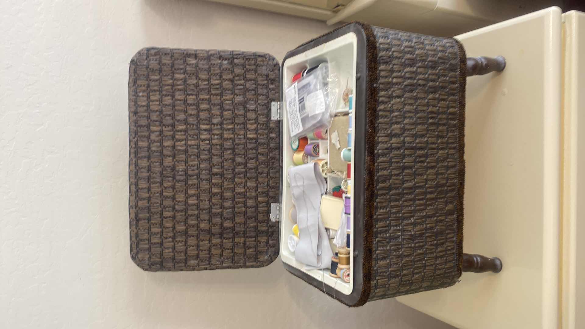 Photo 1 of SEWING BASKET WITH CONTENTS 18 1/2 x 12 H 15”