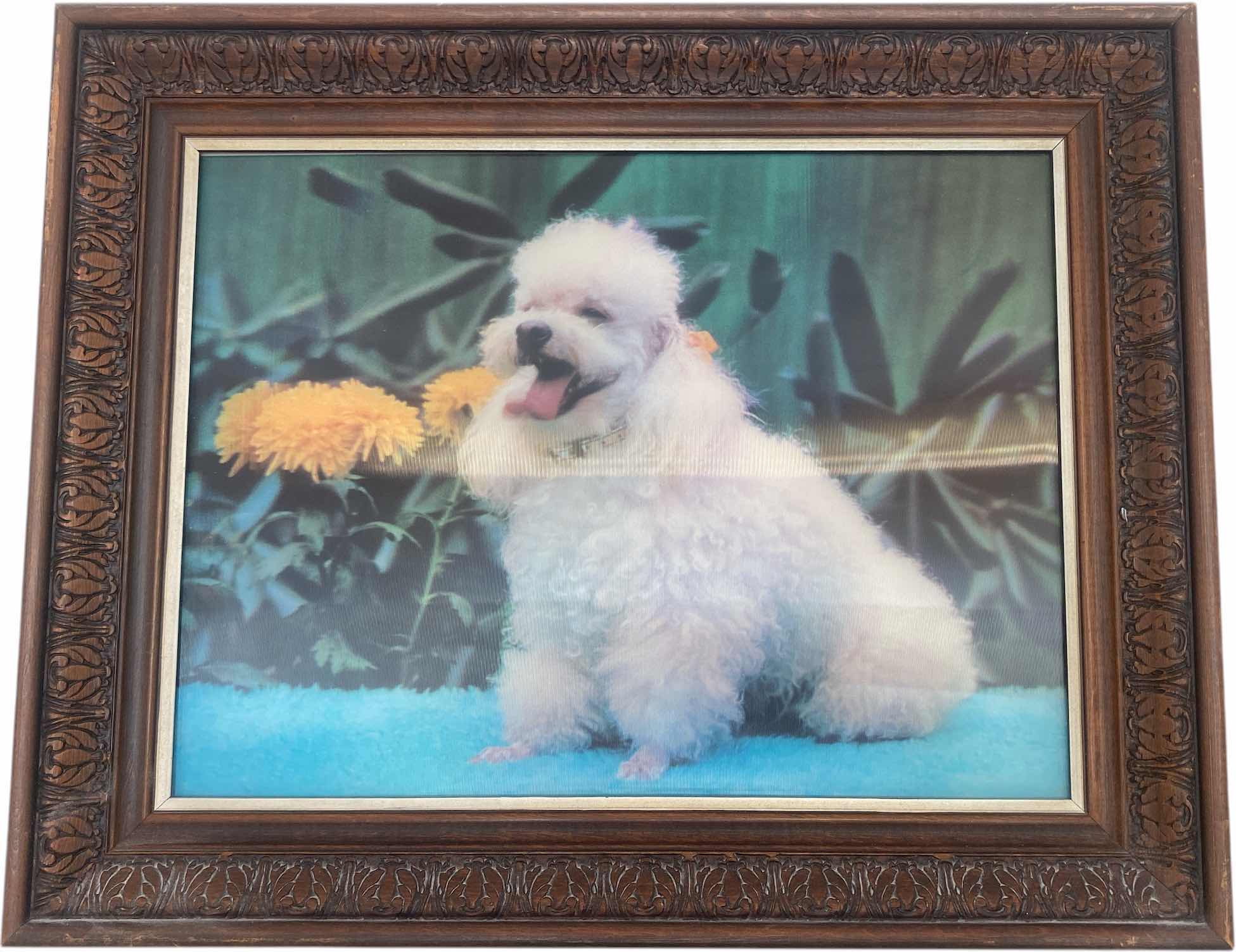 Photo 1 of WOOD FRAMED 3D POODLE PRINT ARTWORK 20” x 16”