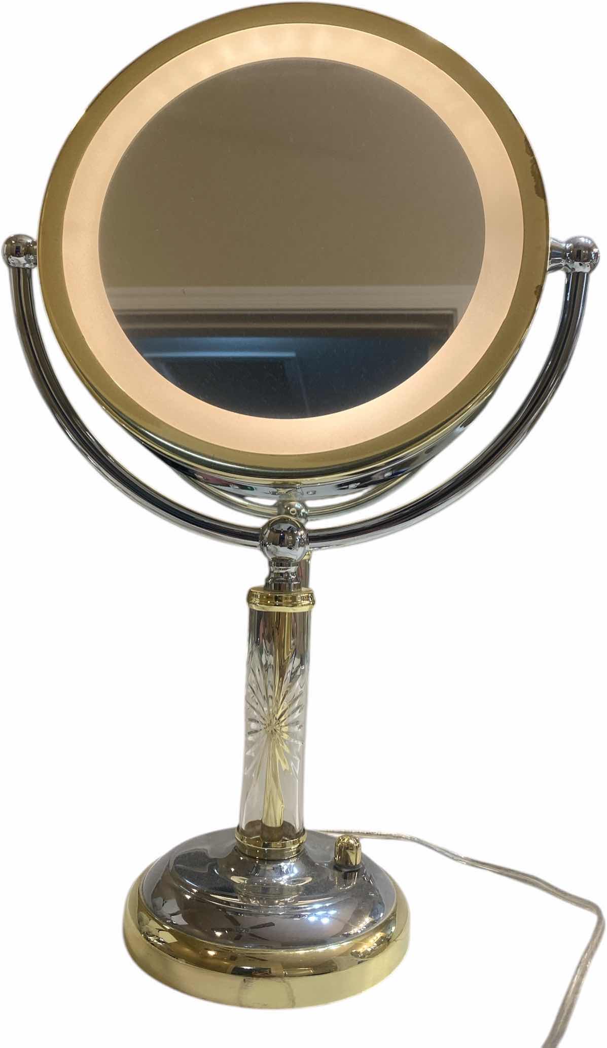 Photo 1 of LIGHTED MAKE UP MIRROR H18 1/2” (one side magnifies, other side is actual view)