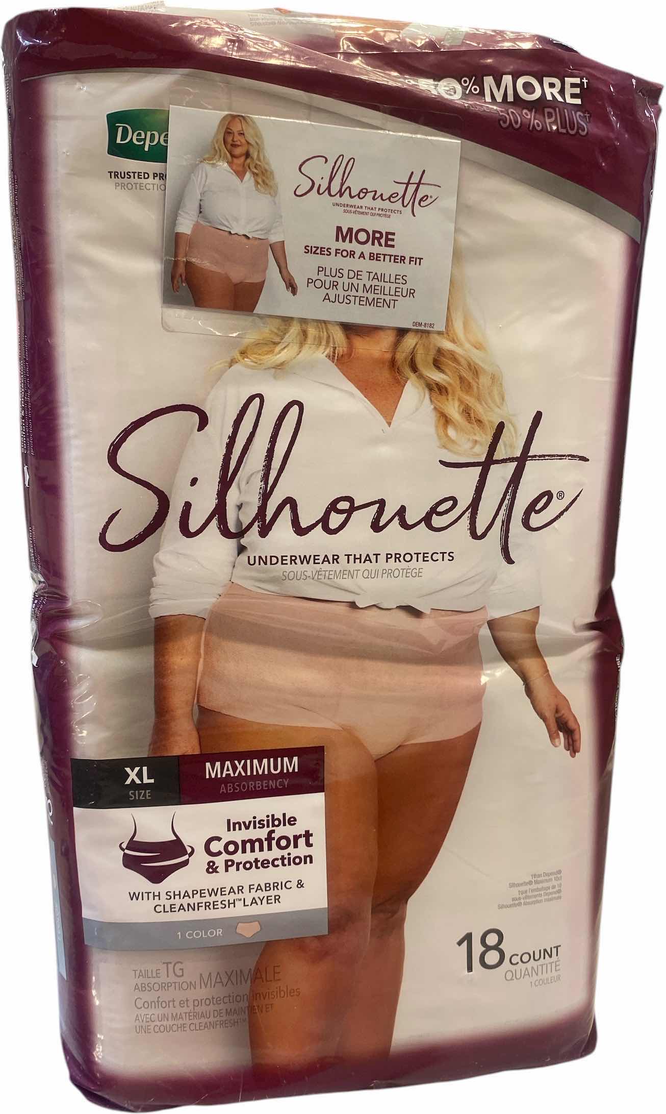 Photo 1 of NEW WOMENS SIZE XL DEPENDS SILHOUETTE DISPOSABLE UNDERWEAR