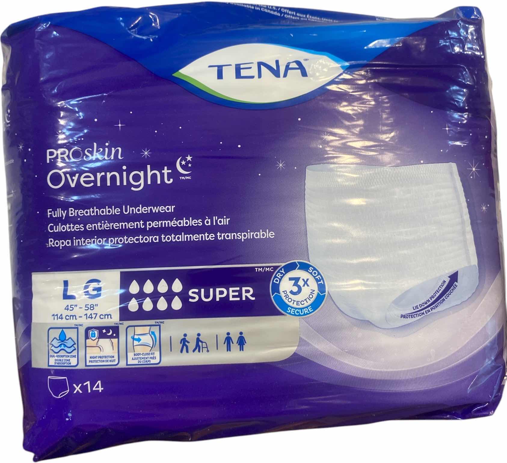 Photo 1 of TENA WOMENS OVERNIGHT DISPOSABLE UNDERWEAR SIZE LARGE