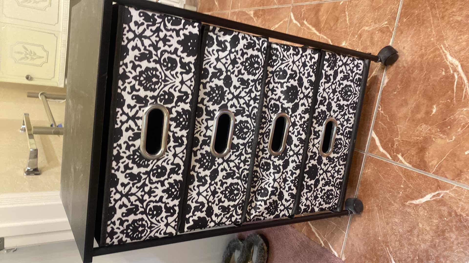 Photo 1 of VANITY CHAIR SEAT HEIGHT 18” & 4 DRAWER ROLLING PRESSBOARD & FABRIC STORAGE 19” x 14” H 31”