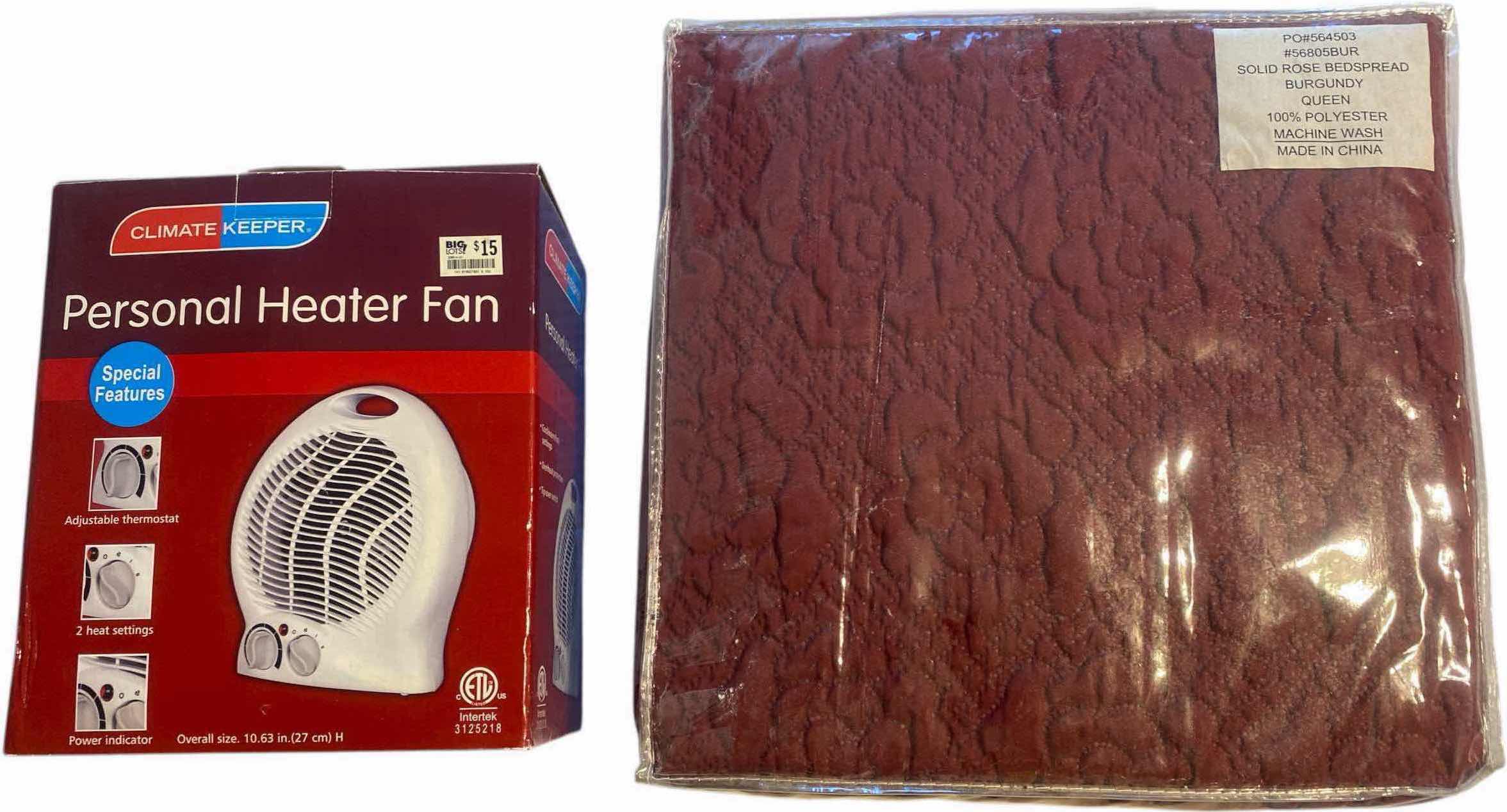 Photo 1 of PERSONAL HEATER FAN & QUEEN BURGUNDY BEDSPREAD