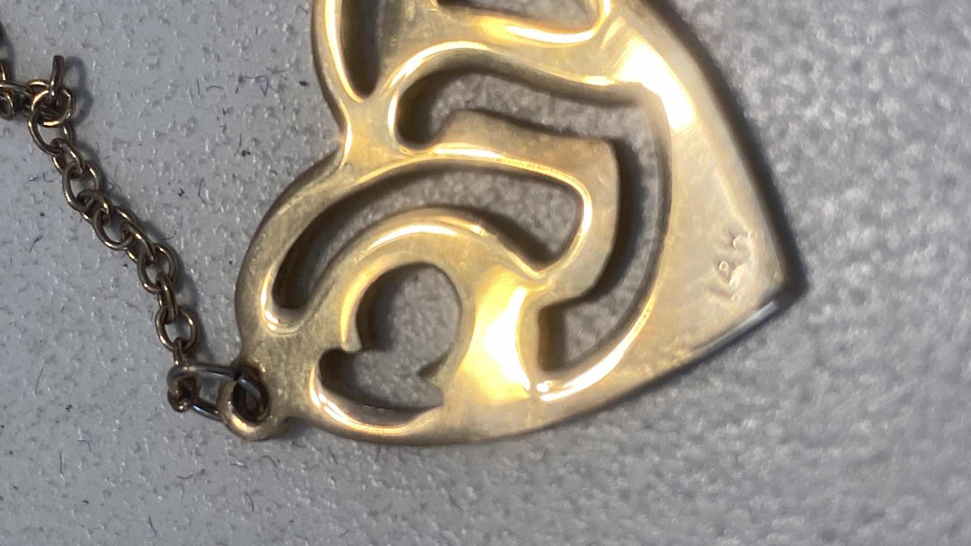 Photo 1 of 14K GOLD AVON PRESIDENTS AWARD HEART NECKLACE & CHILDS BRACELET WEIGHT 7.16g